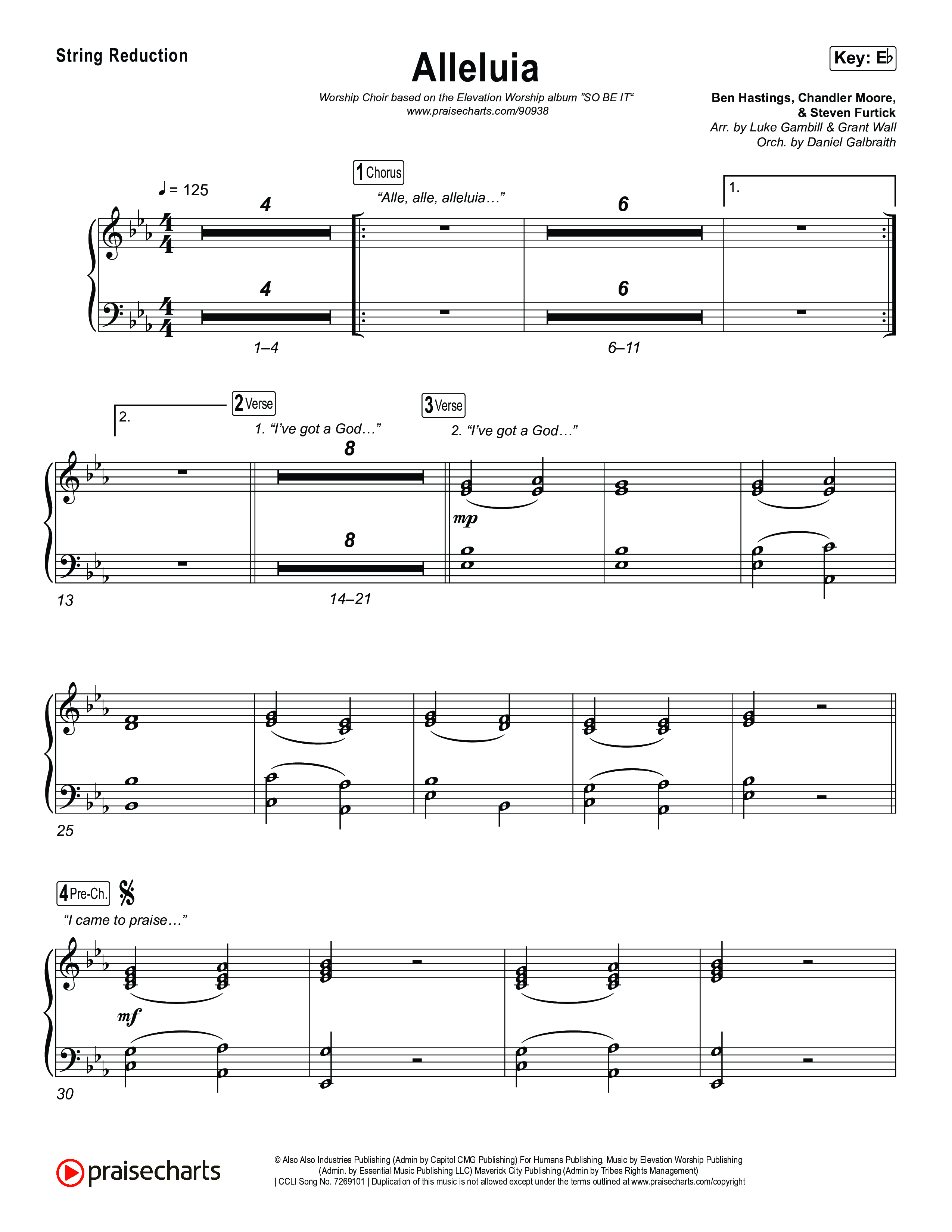Alleluia (Worship Choir/SAB) String Reduction (Elevation Worship / Chandler Moore / Chris Brown / Arr. Luke Gambill)