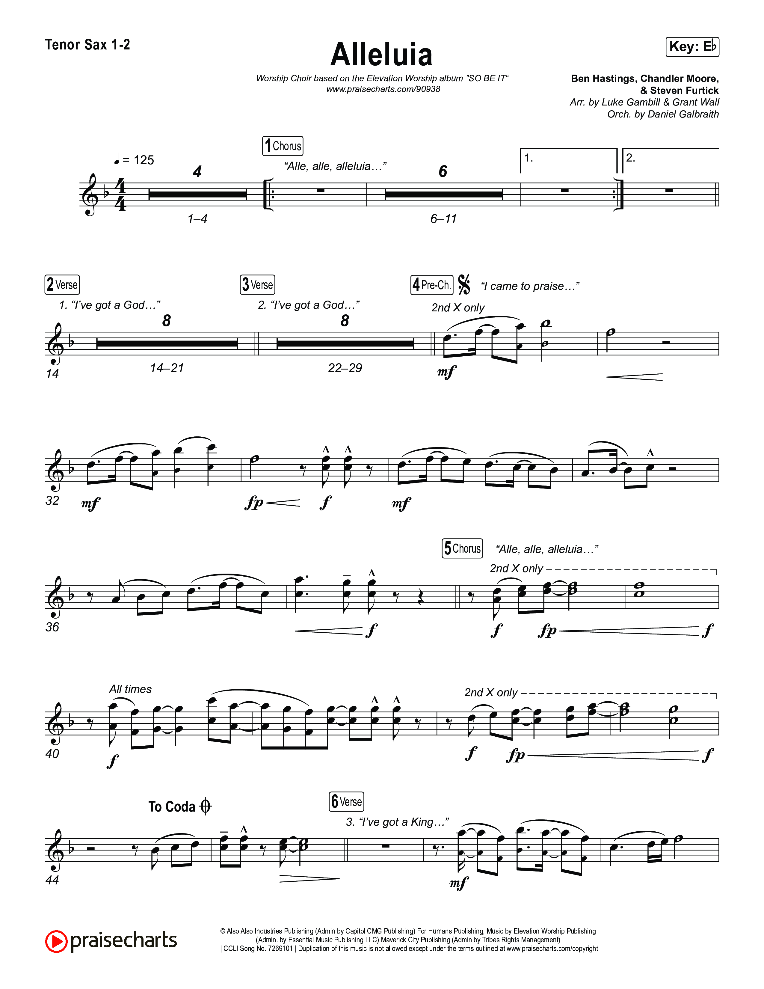 Alleluia (Worship Choir/SAB) Sax Pack (Elevation Worship / Chandler Moore / Chris Brown / Arr. Luke Gambill)