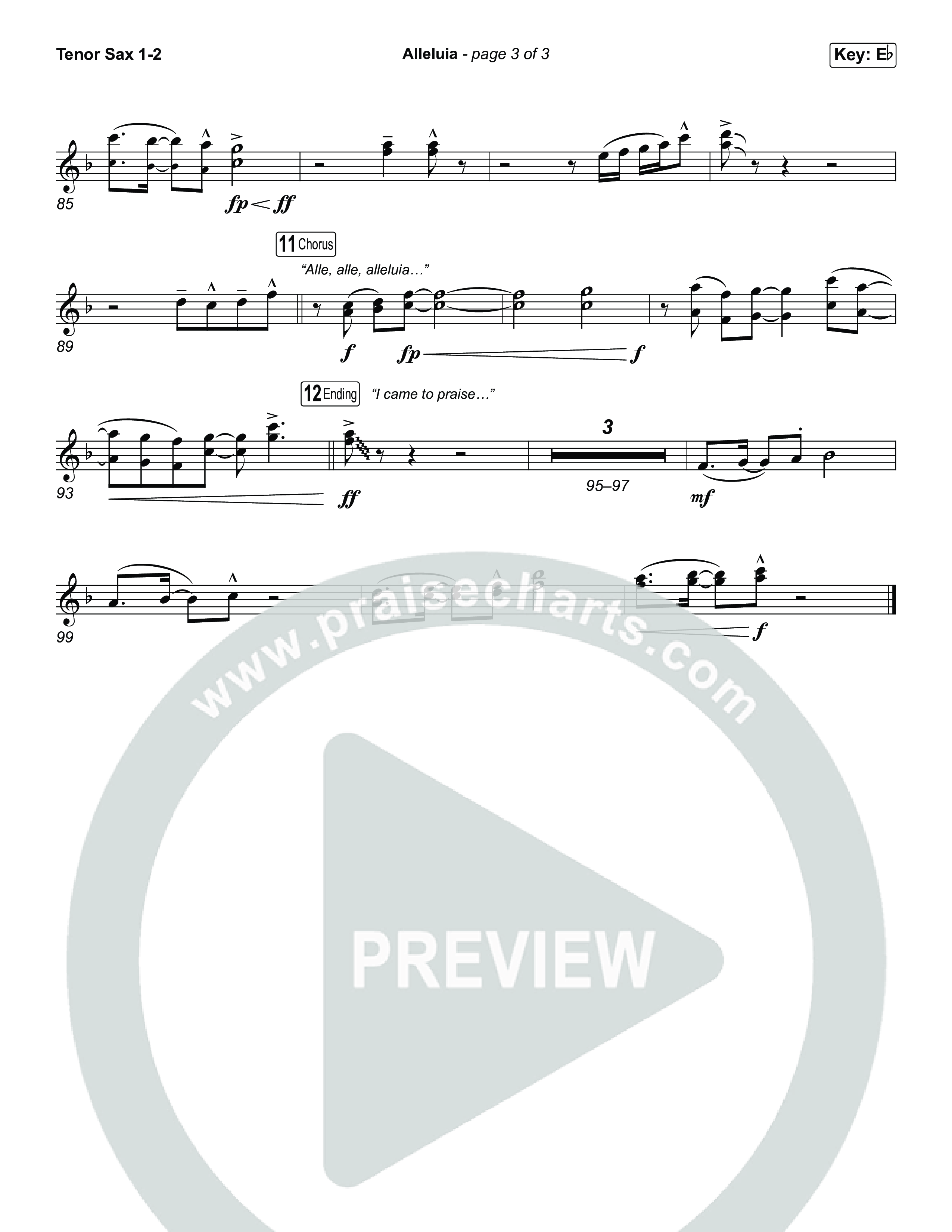 Alleluia (Worship Choir/SAB) Tenor Sax 1/2 (Elevation Worship / Chandler Moore / Chris Brown / Arr. Luke Gambill)
