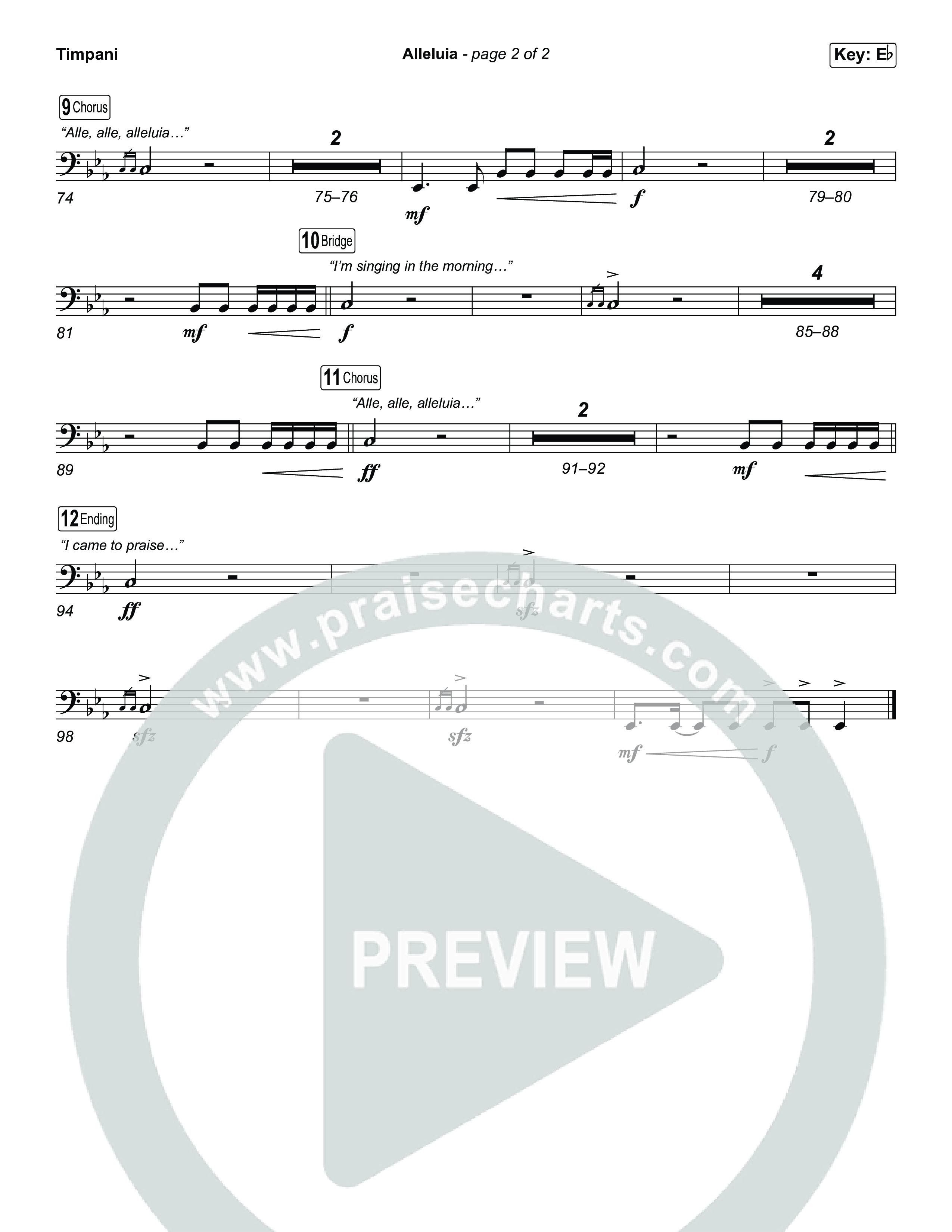 Alleluia (Worship Choir/SAB) Timpani (Elevation Worship / Chandler Moore / Chris Brown / Arr. Luke Gambill)