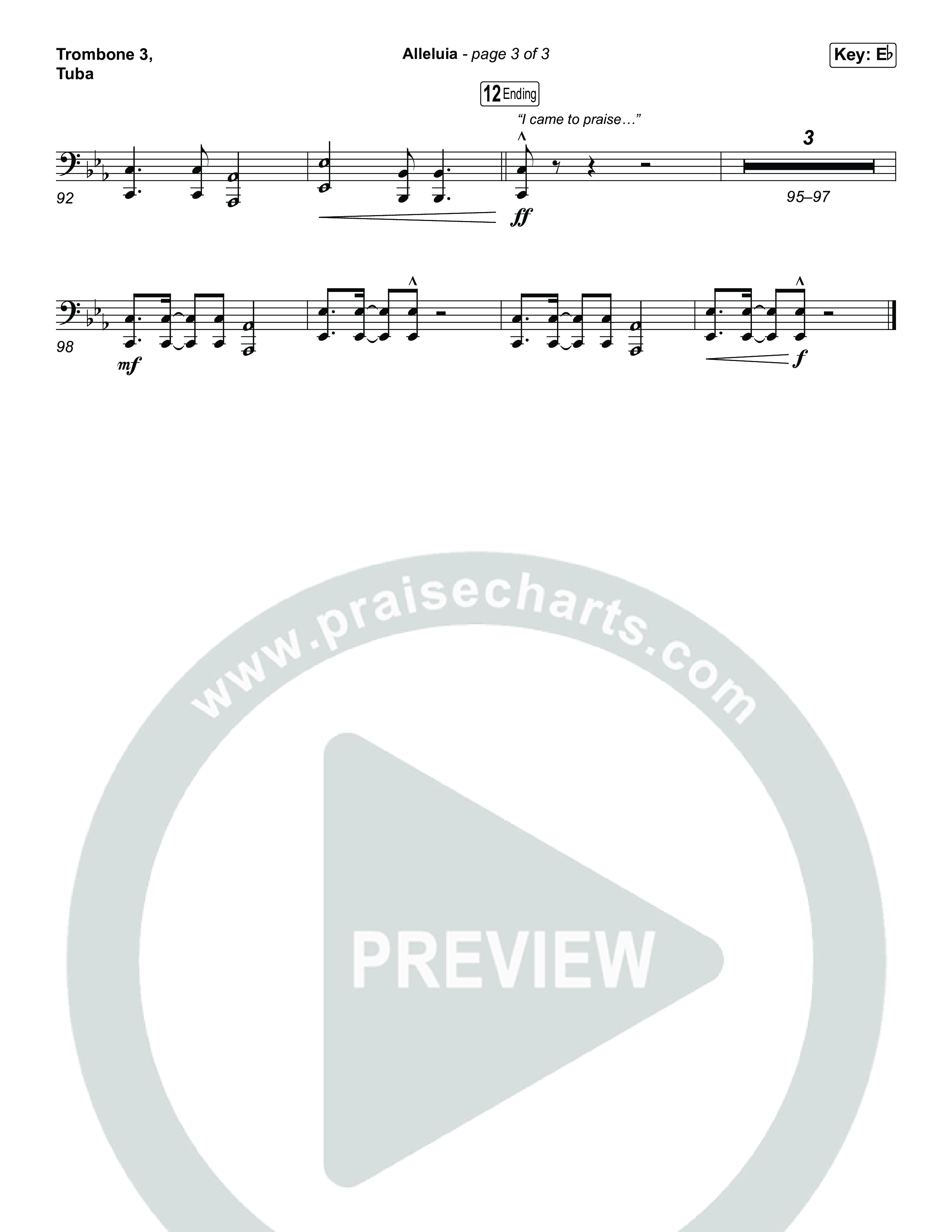 Alleluia (Worship Choir/SAB) Trombone 3/Tuba (Elevation Worship / Chandler Moore / Chris Brown / Arr. Luke Gambill)