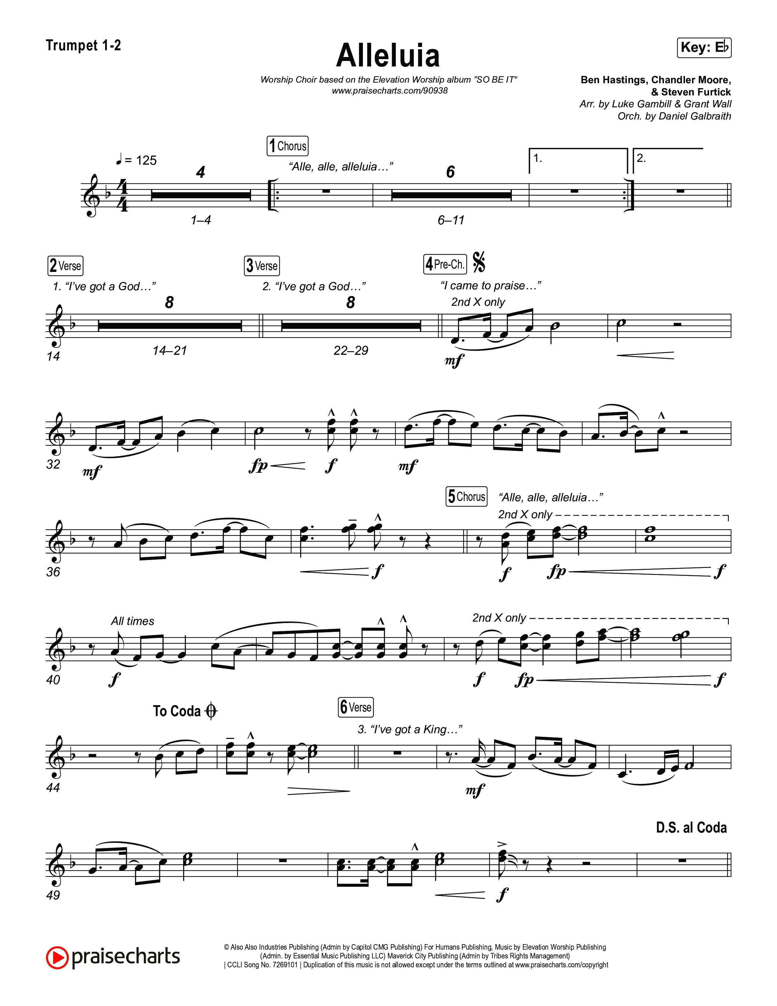Alleluia (Worship Choir/SAB) Brass Pack (Elevation Worship / Chandler Moore / Chris Brown / Arr. Luke Gambill)
