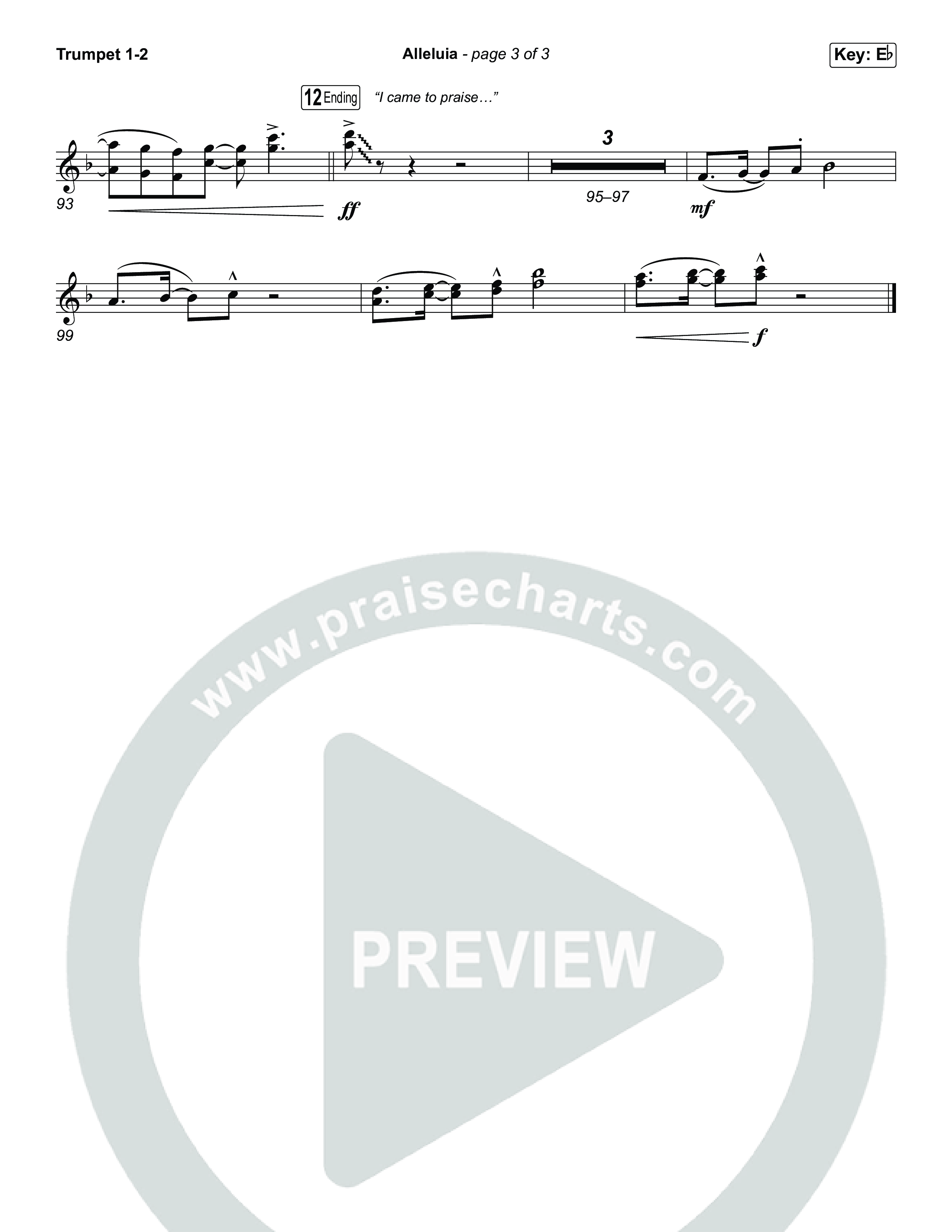 Alleluia (Worship Choir/SAB) Trumpet 1,2 (Elevation Worship / Chandler Moore / Chris Brown / Arr. Luke Gambill)