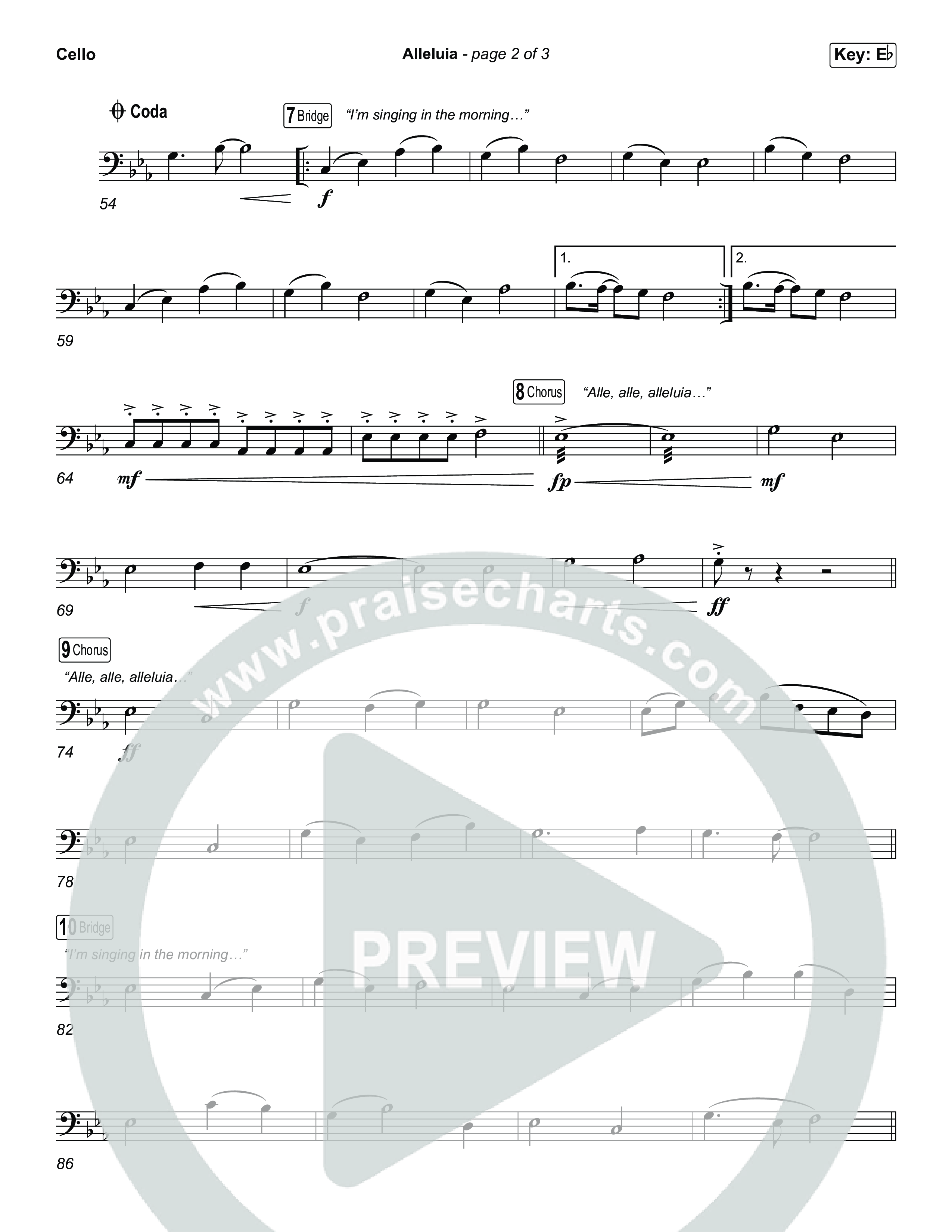 Alleluia (Unison/2-Part) Cello (Elevation Worship / Chandler Moore / Chris Brown / Arr. Luke Gambill)