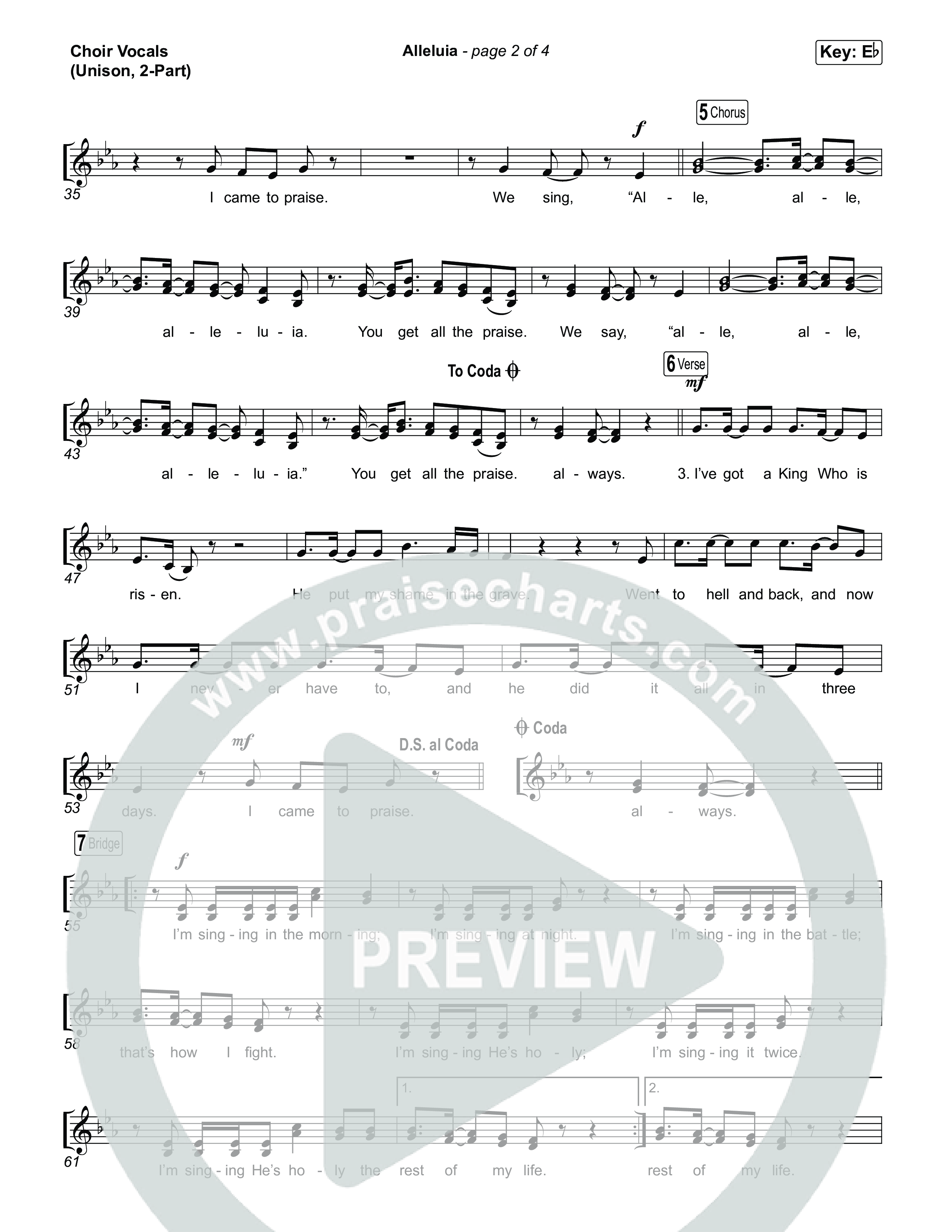 Alleluia (Unison/2-Part) Choir Vocals (Uni/2-Part) (Elevation Worship / Chandler Moore / Chris Brown / Arr. Luke Gambill)