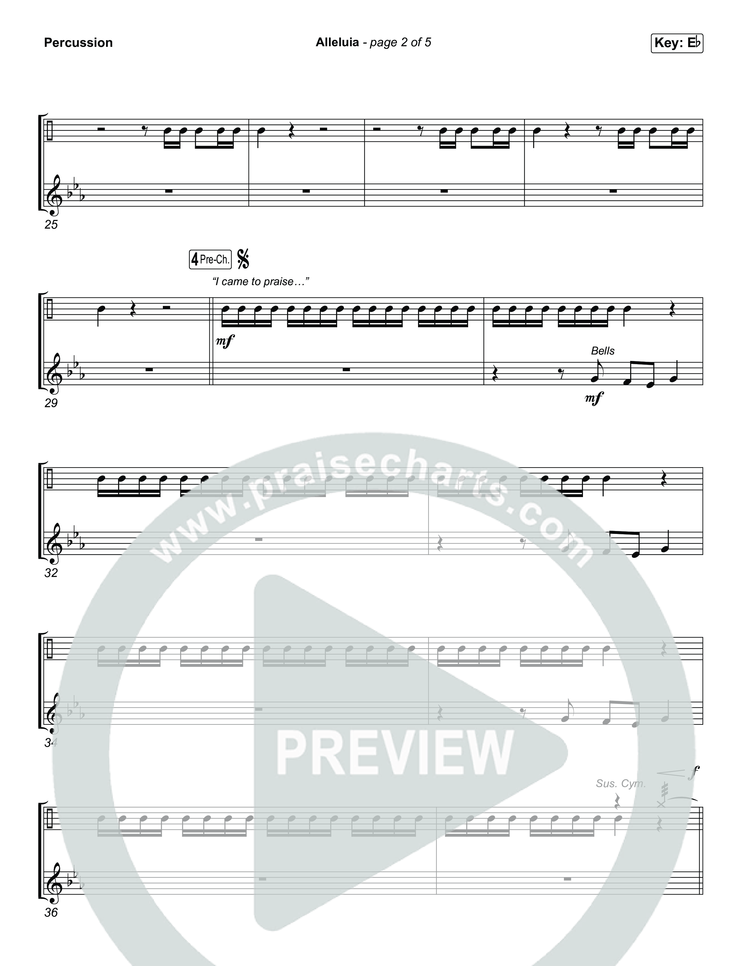 Alleluia (Unison/2-Part) Percussion (Elevation Worship / Chandler Moore / Chris Brown / Arr. Luke Gambill)