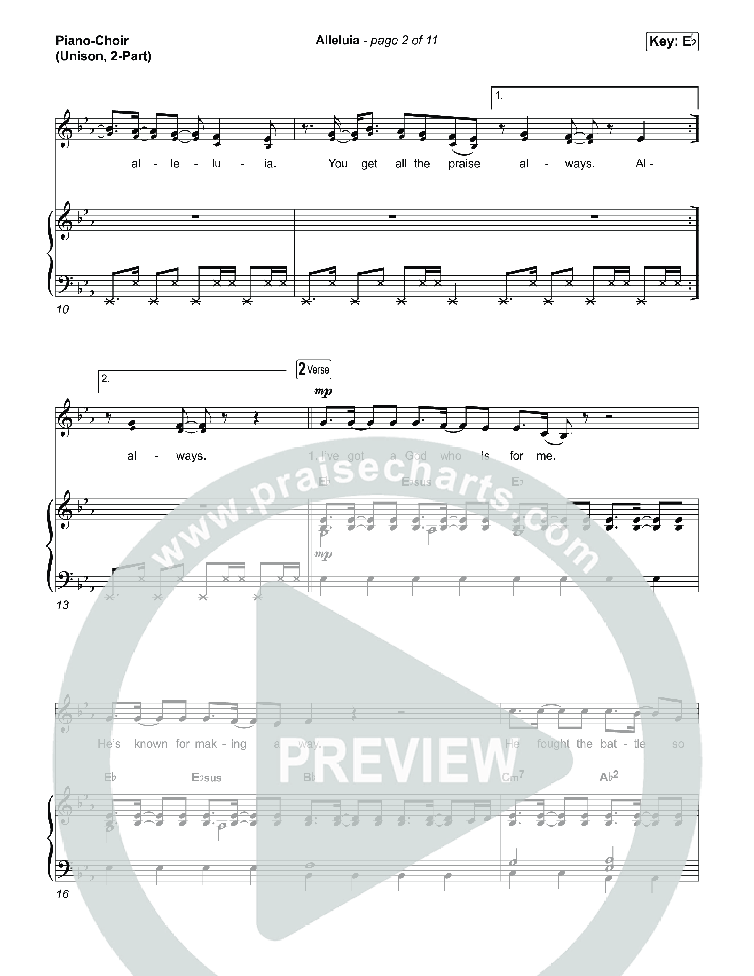 Alleluia (Unison/2-Part) Piano/Choir (Uni/2-Part) (Elevation Worship / Chandler Moore / Chris Brown / Arr. Luke Gambill)