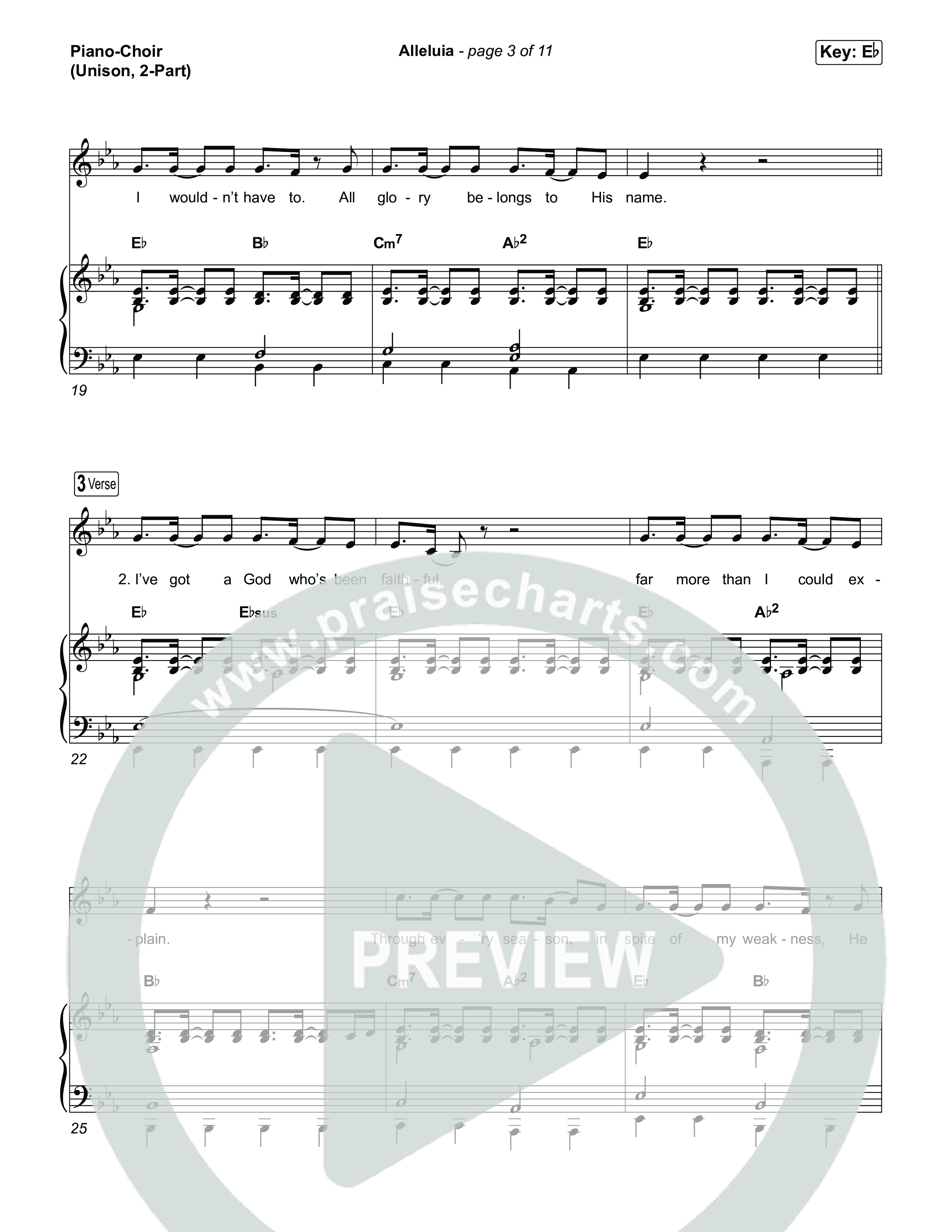 Alleluia (Unison/2-Part) Piano/Choir (Uni/2-Part) (Elevation Worship / Chandler Moore / Chris Brown / Arr. Luke Gambill)