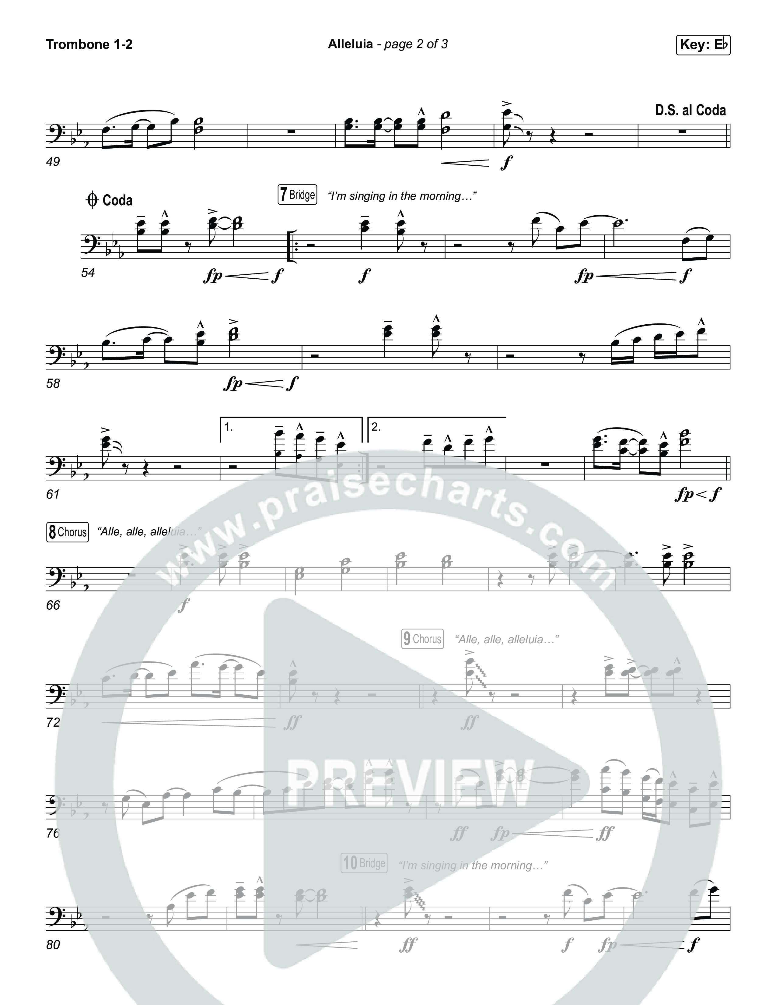 Alleluia (Unison/2-Part) Trombone 1/2 (Elevation Worship / Chandler Moore / Chris Brown / Arr. Luke Gambill)