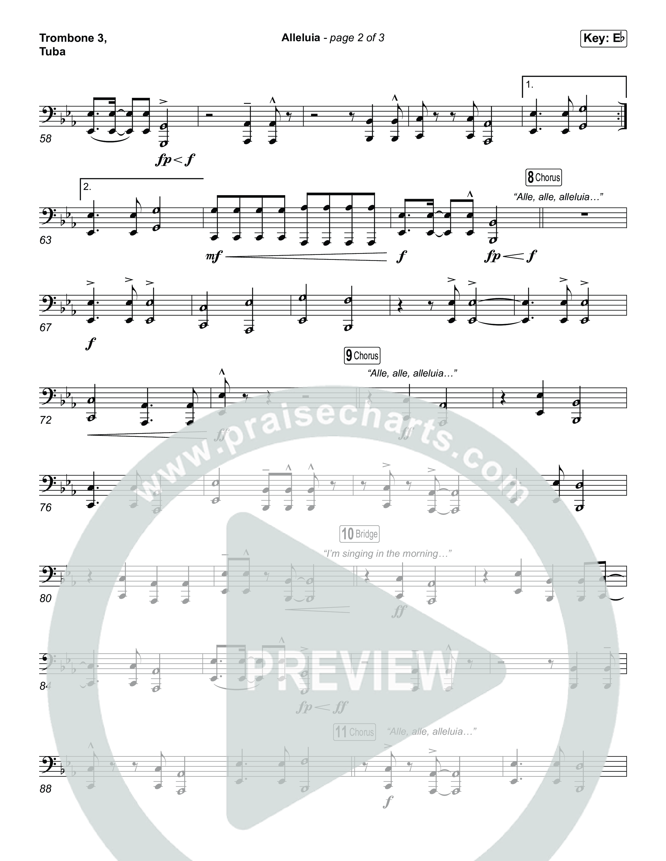 Alleluia (Unison/2-Part) Trombone 3/Tuba (Elevation Worship / Chandler Moore / Chris Brown / Arr. Luke Gambill)