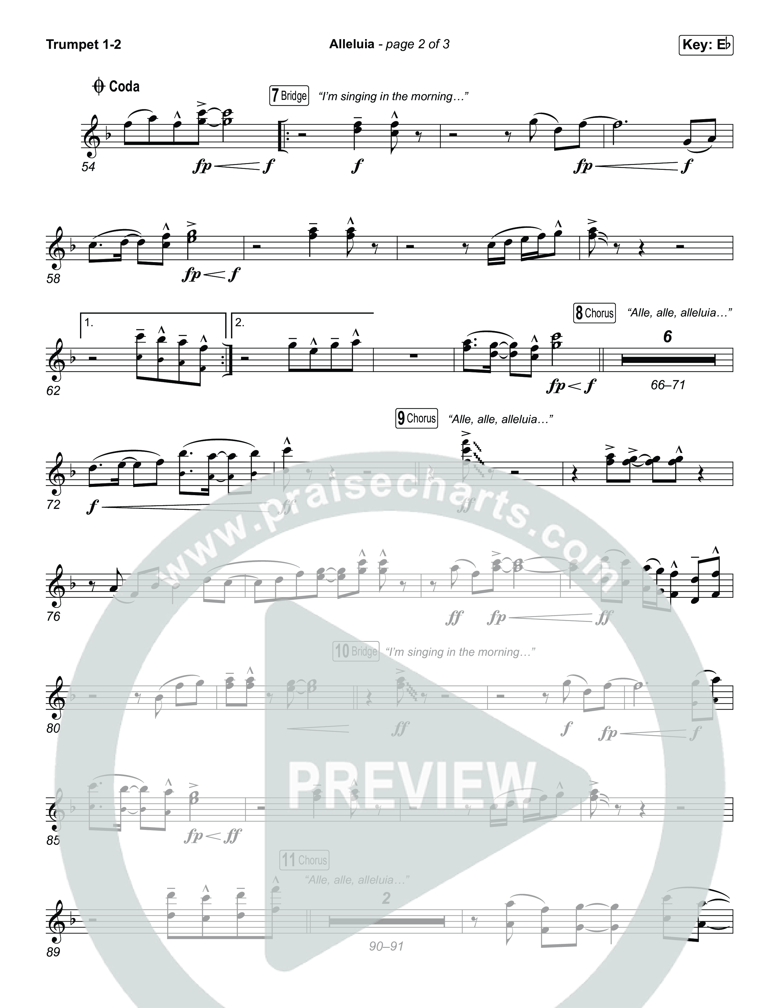 Alleluia (Unison/2-Part) Trumpet 1,2 (Elevation Worship / Chandler Moore / Chris Brown / Arr. Luke Gambill)