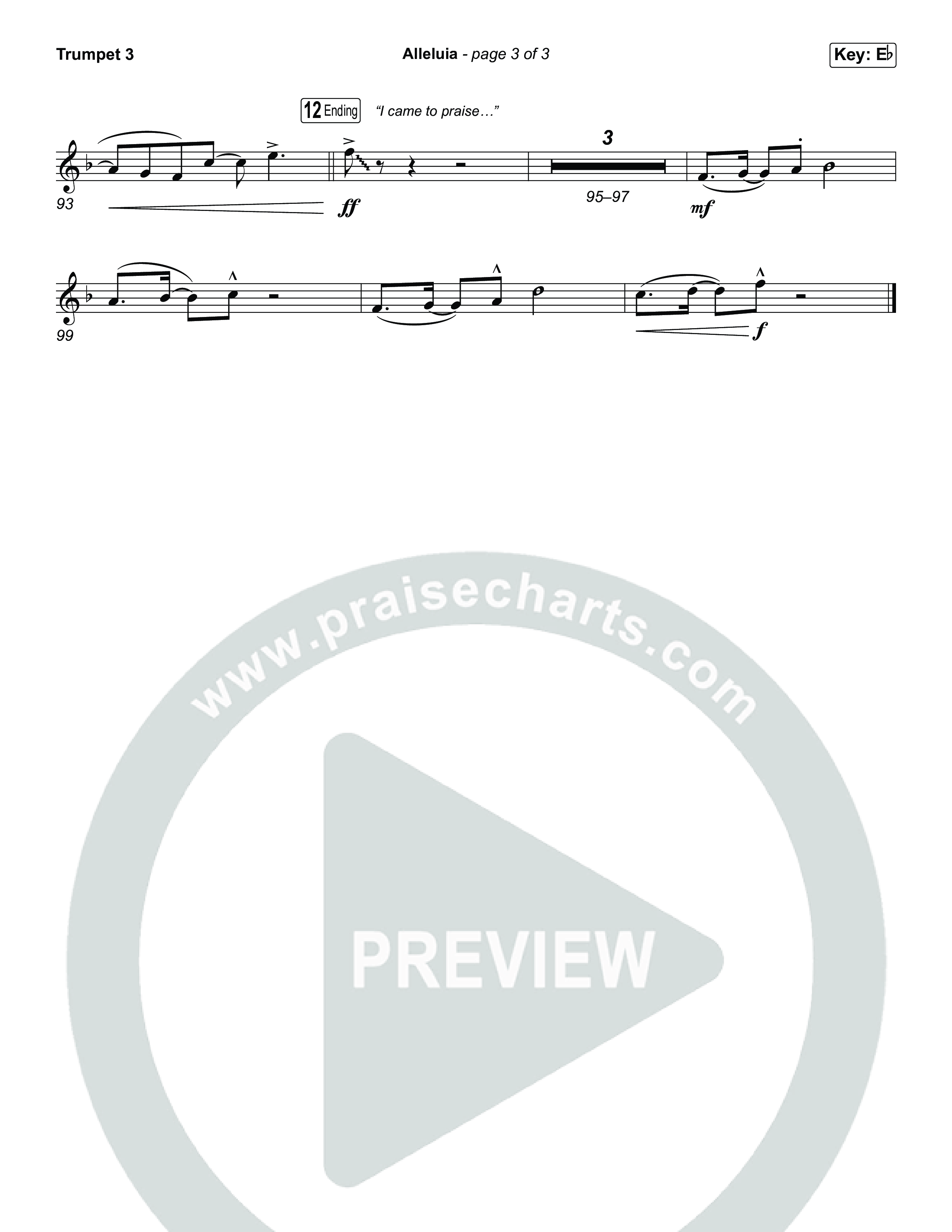Alleluia (Unison/2-Part) Trumpet 3 (Elevation Worship / Chandler Moore / Chris Brown / Arr. Luke Gambill)