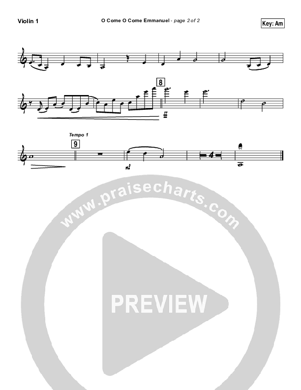 O Come O Come Emmanuel (Instrumental) Violin 1 (Casting Crowns)