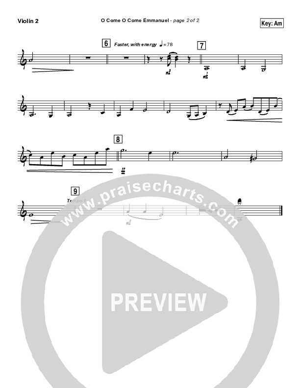 O Come O Come Emmanuel (Instrumental) Violin 2 (Casting Crowns)