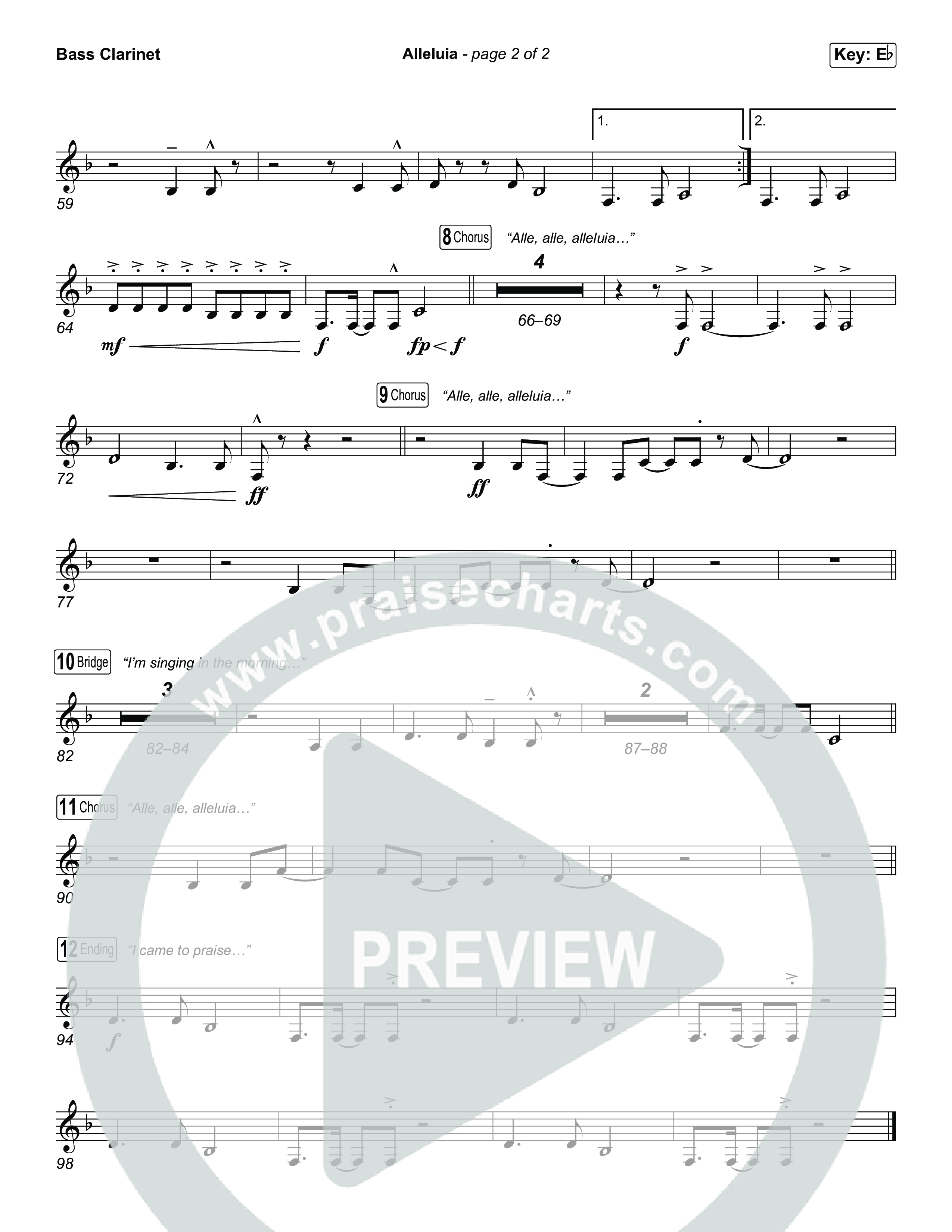 Alleluia (Sing It Now) Bass Clarinet (Elevation Worship / Chandler Moore / Chris Brown / Arr. Luke Gambill)