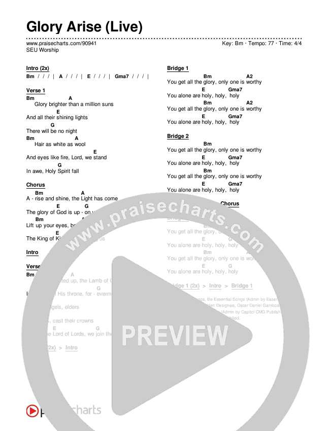 Glory Arise (Live) Chords & Lyrics (SEU Worship)