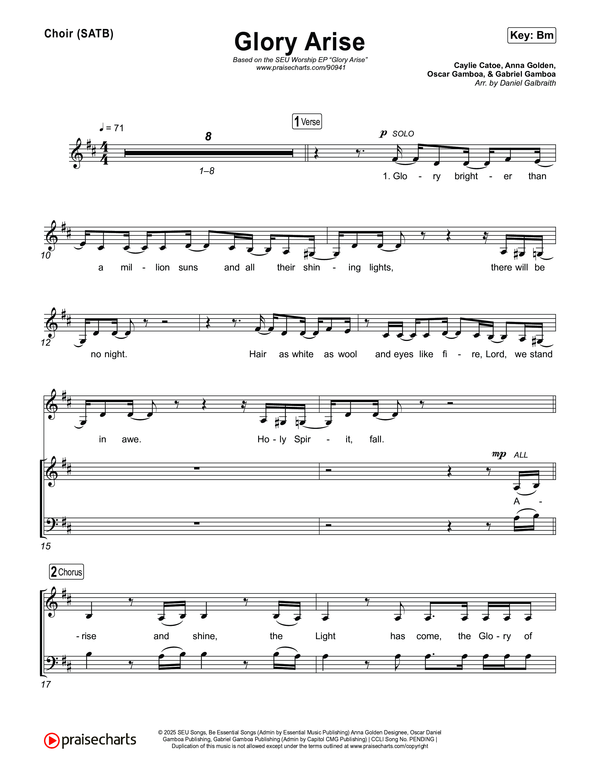 Glory Arise (Live) Choir Sheet (SATB) (SEU Worship)