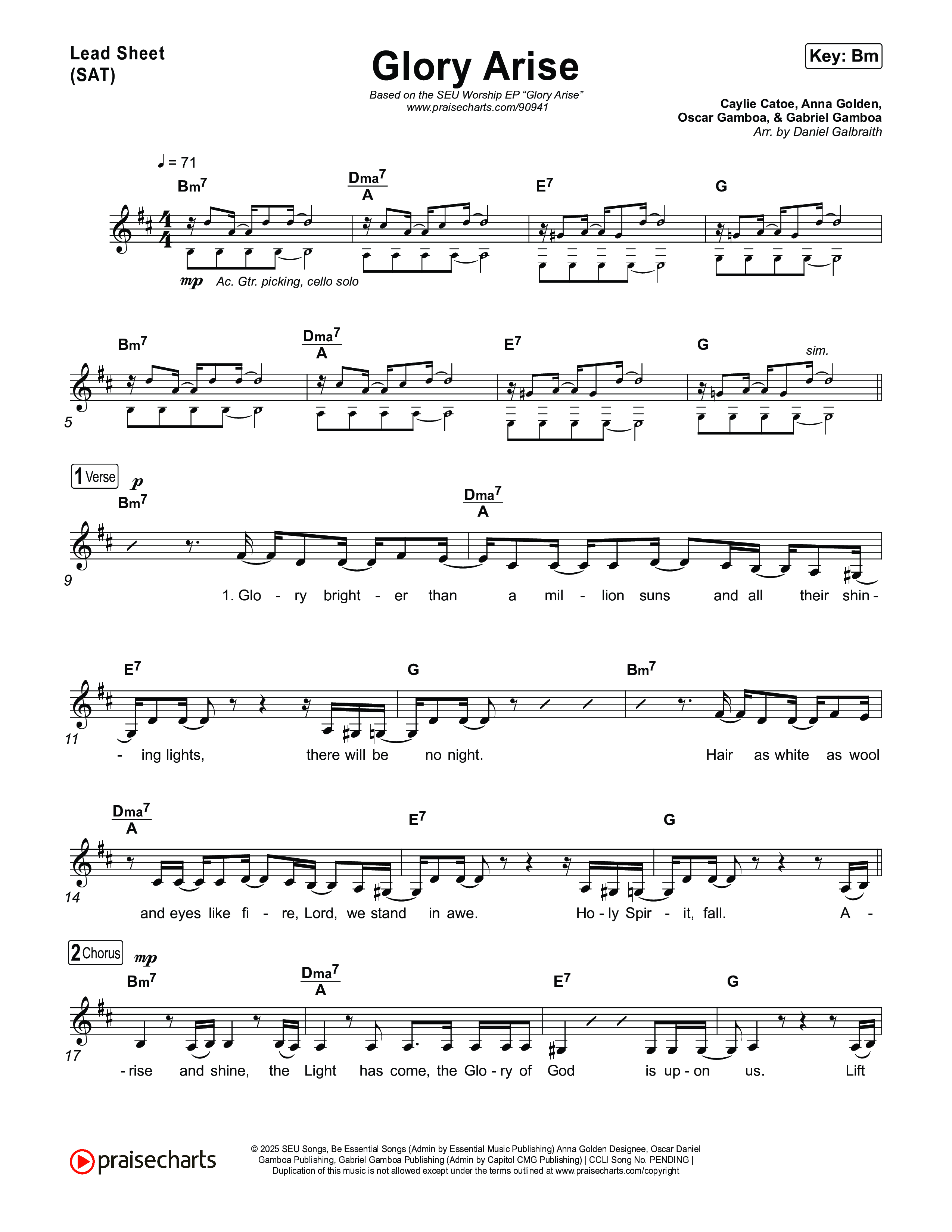Glory Arise (Live) Lead Sheet (SAT) (SEU Worship)