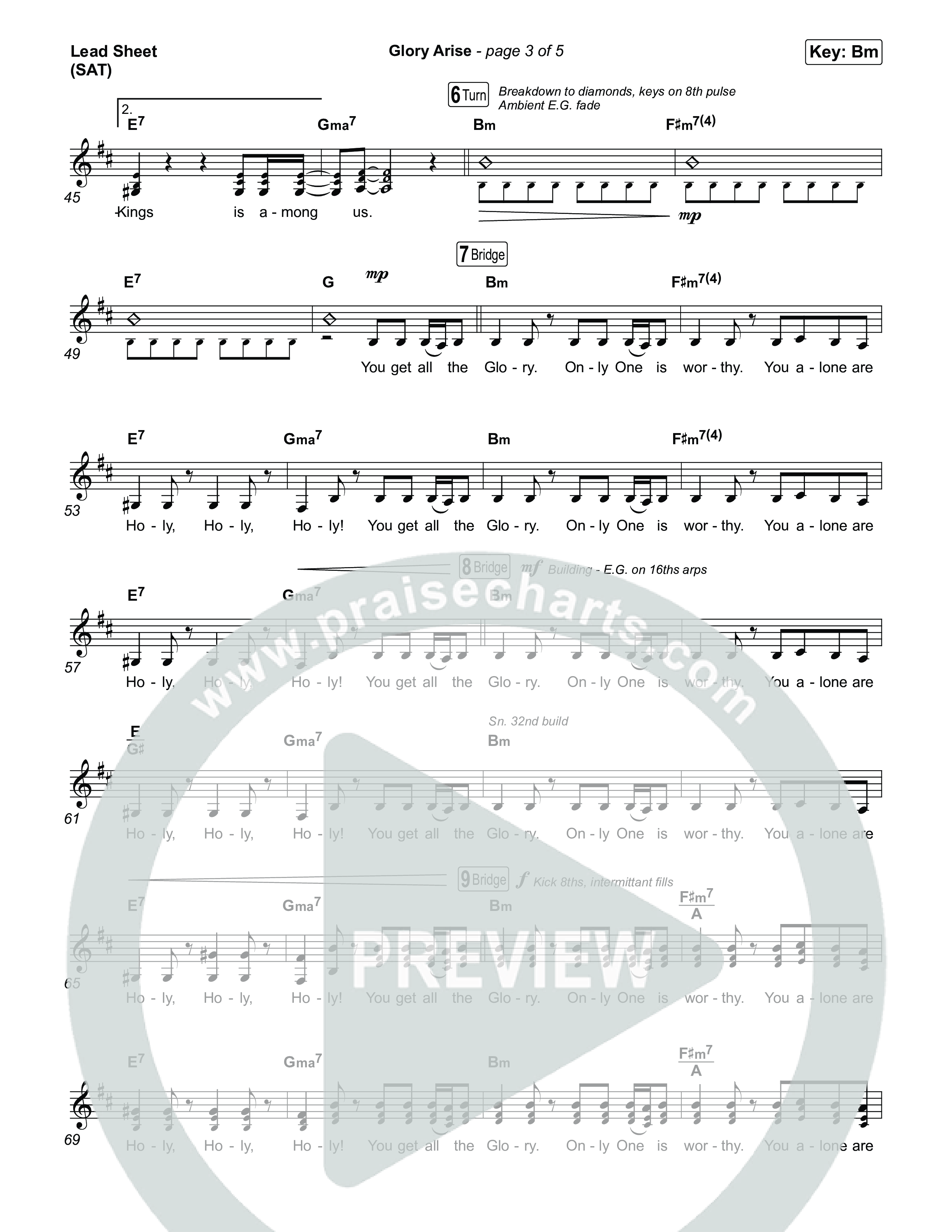 Glory Arise (Live) Lead Sheet (SAT) (SEU Worship)