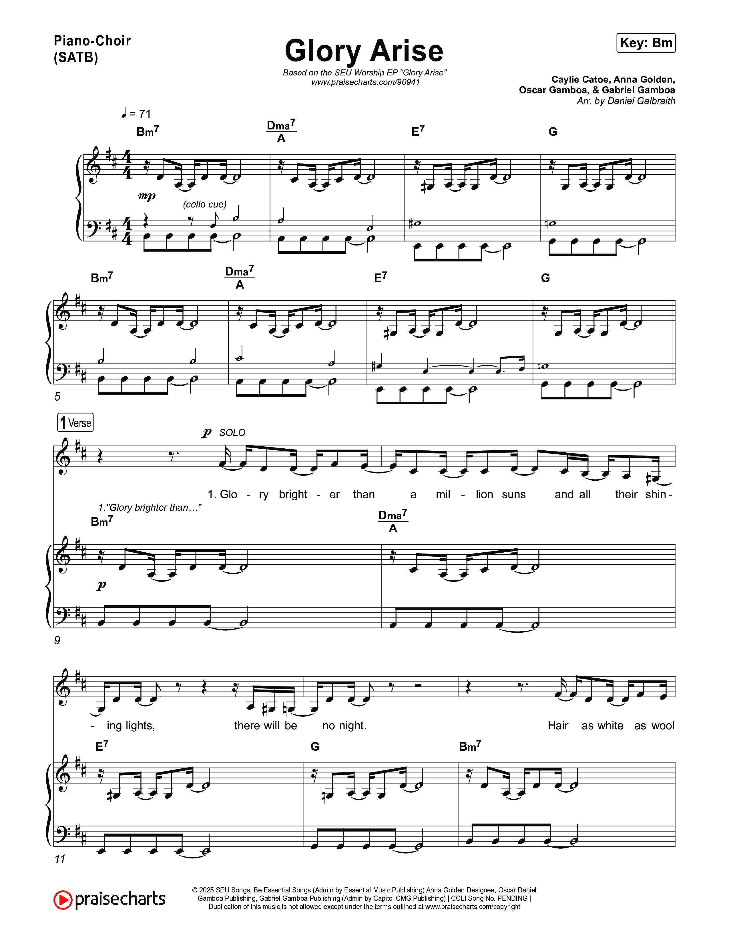 Glory Arise (Live) Piano/Vocal Pack (SEU Worship)