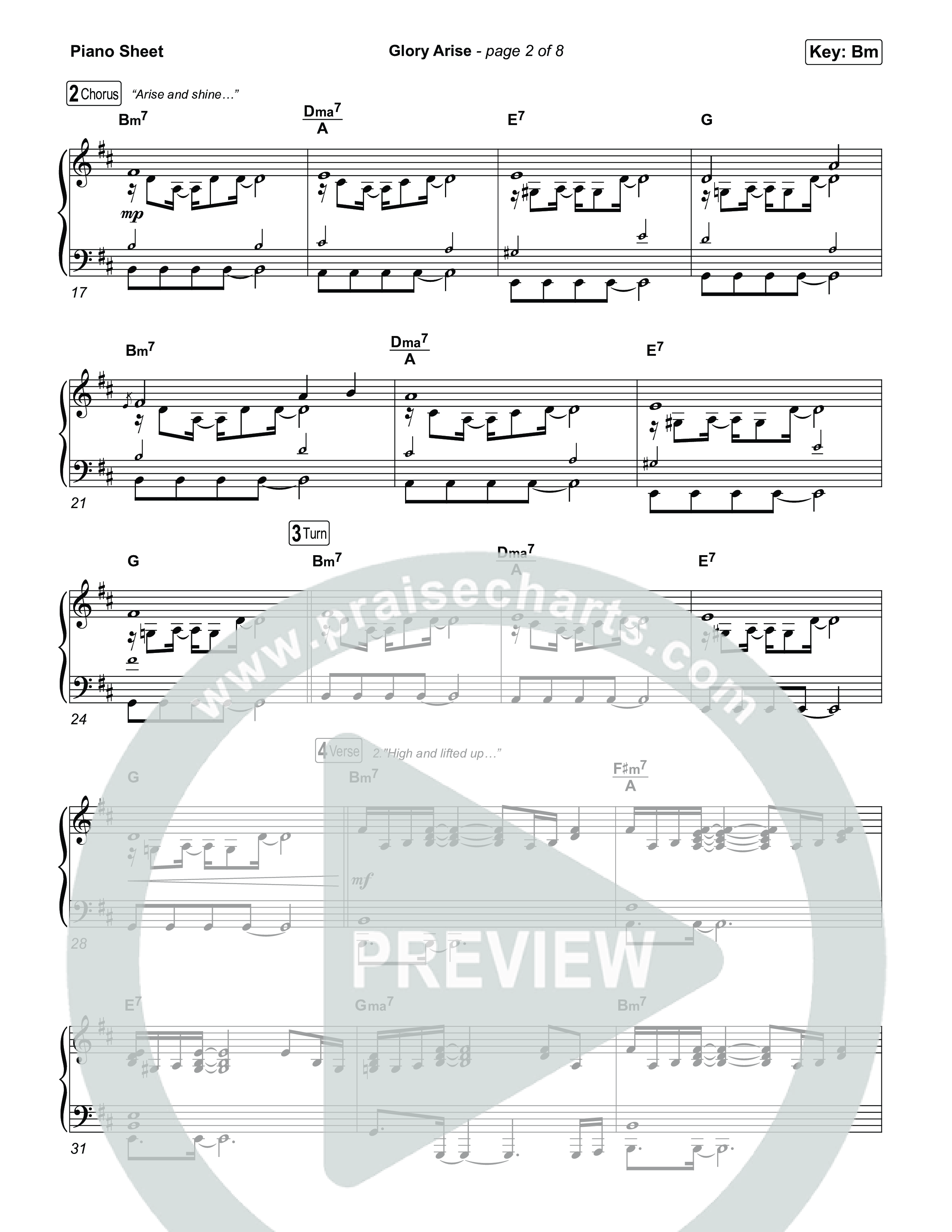 Glory Arise (Live) Piano Sheet (SEU Worship)