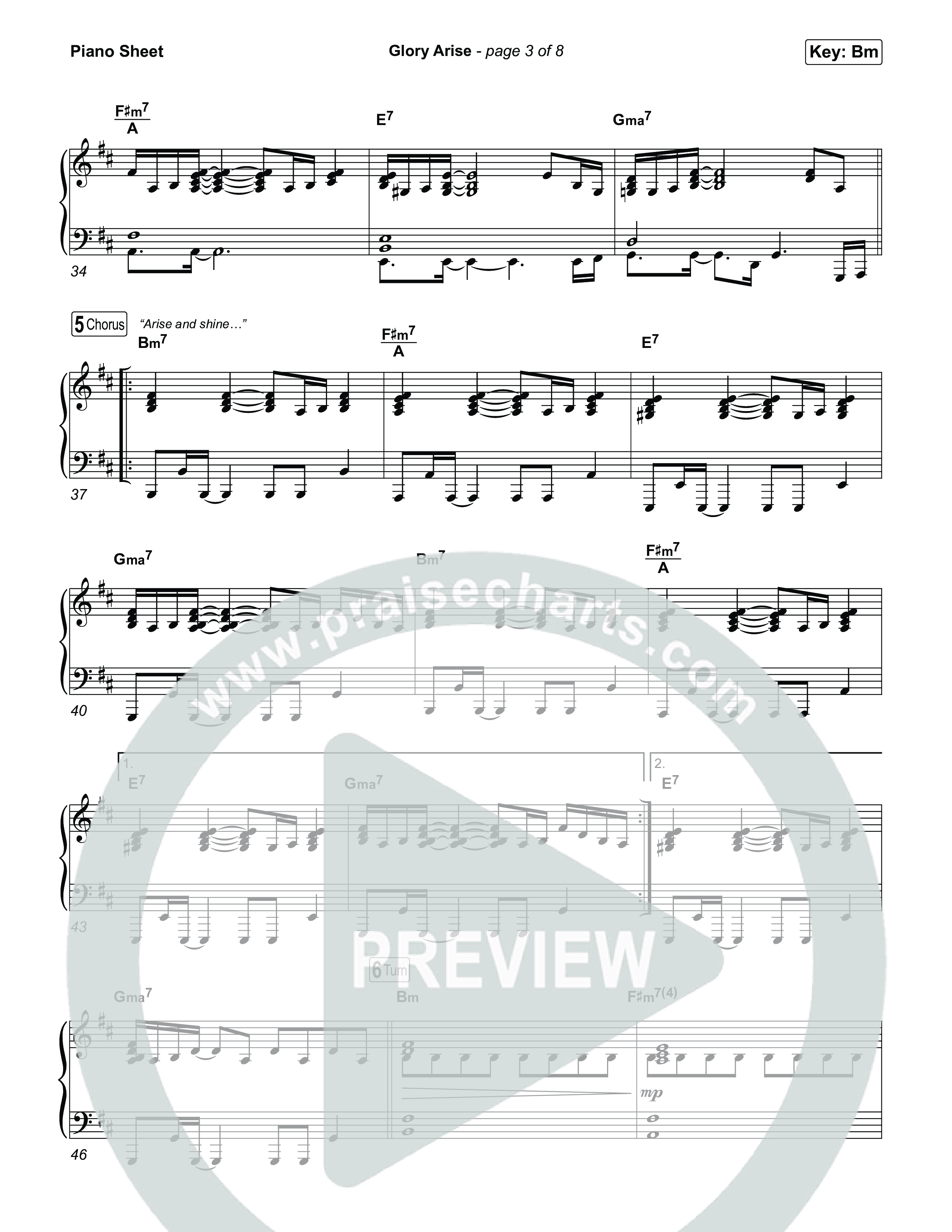 Glory Arise (Live) Piano Sheet (SEU Worship)