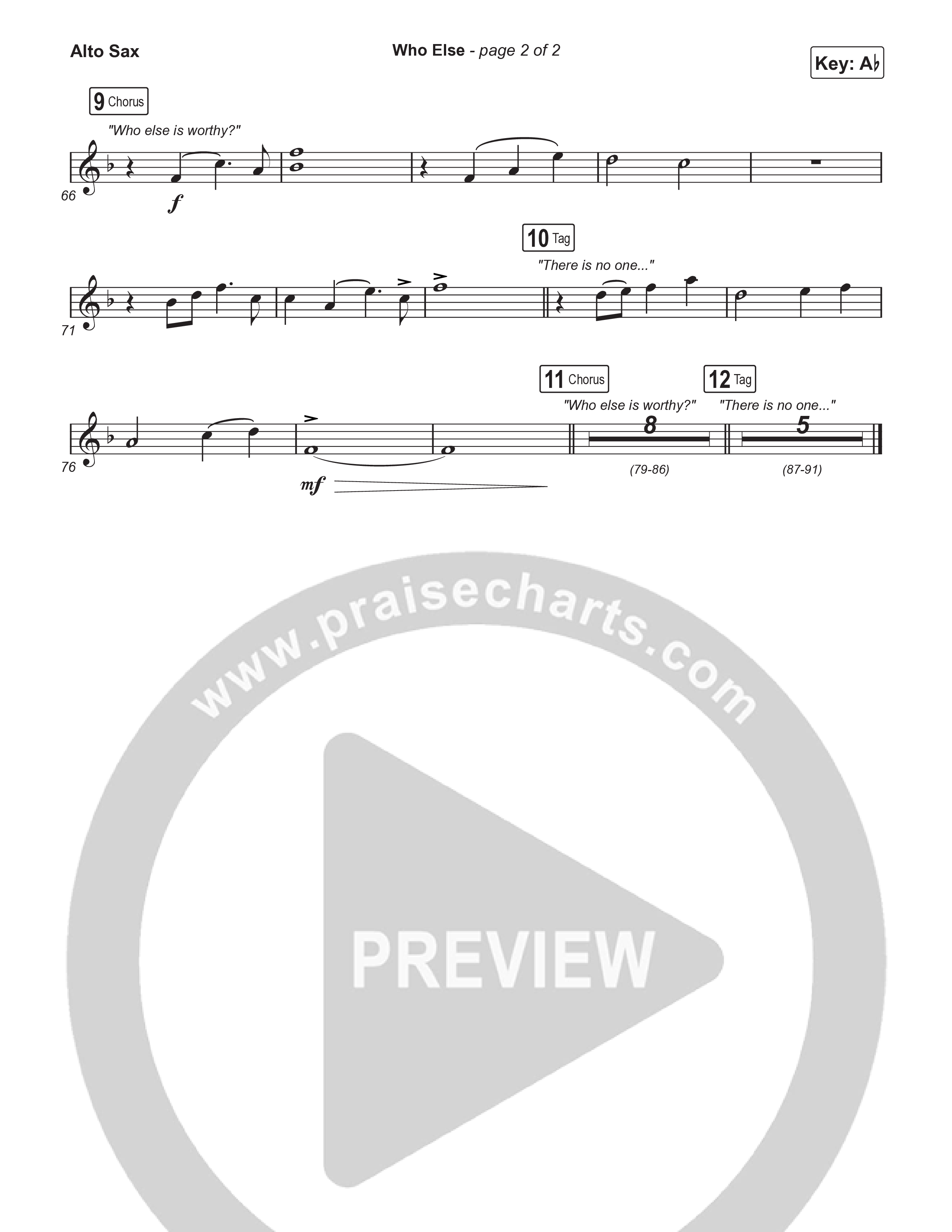 Who Else (Choral Anthem SATB) Alto Sax (Gateway Worship / Abbie Gamboa / Arr. Luke Gambill)