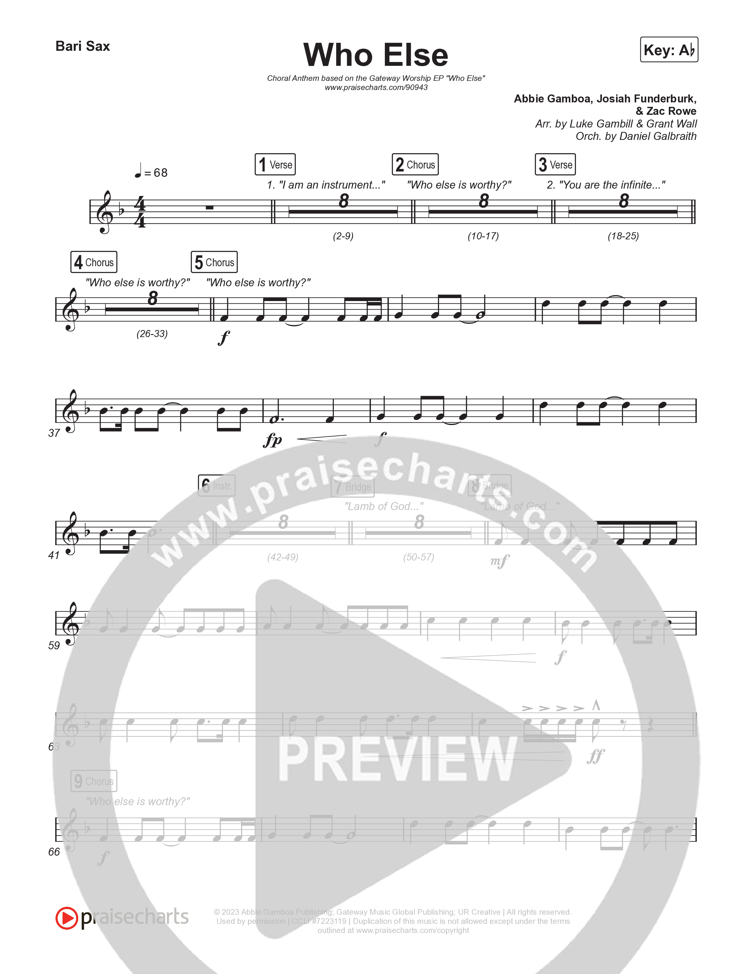 Who Else (Choral Anthem SATB) Bari Sax (Gateway Worship / Abbie Gamboa / Arr. Luke Gambill)