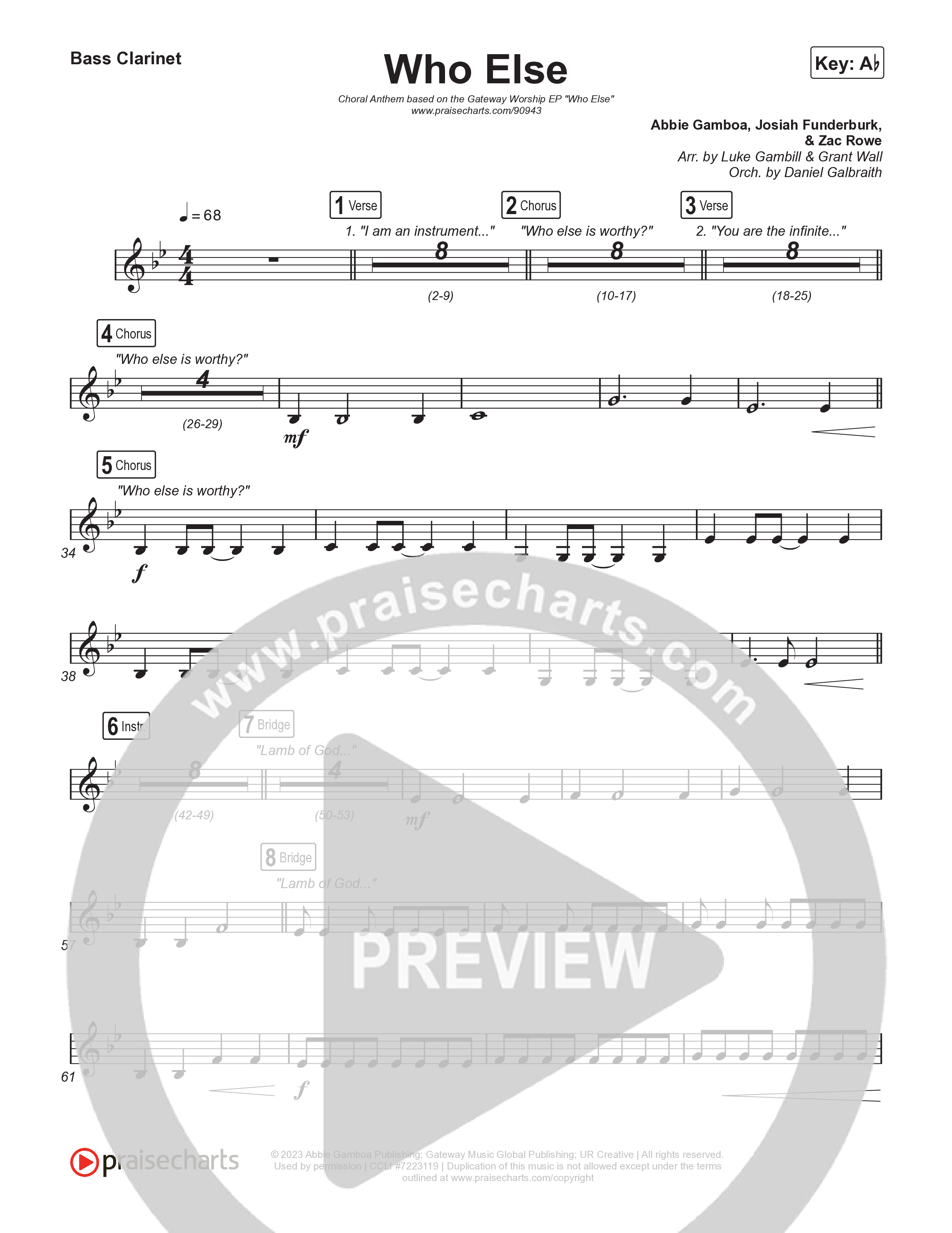 Who Else (Choral Anthem SATB) Bass Clarinet (Gateway Worship / Abbie Gamboa / Arr. Luke Gambill)