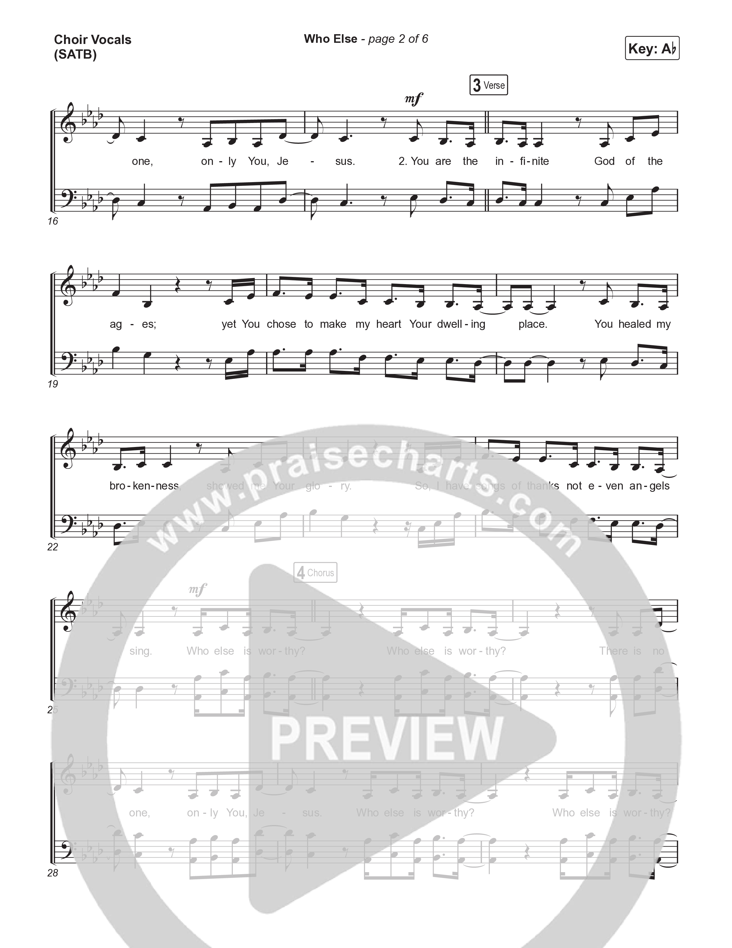 Who Else (Choral Anthem SATB) Choir Sheet (SATB) (Gateway Worship / Abbie Gamboa / Arr. Luke Gambill)