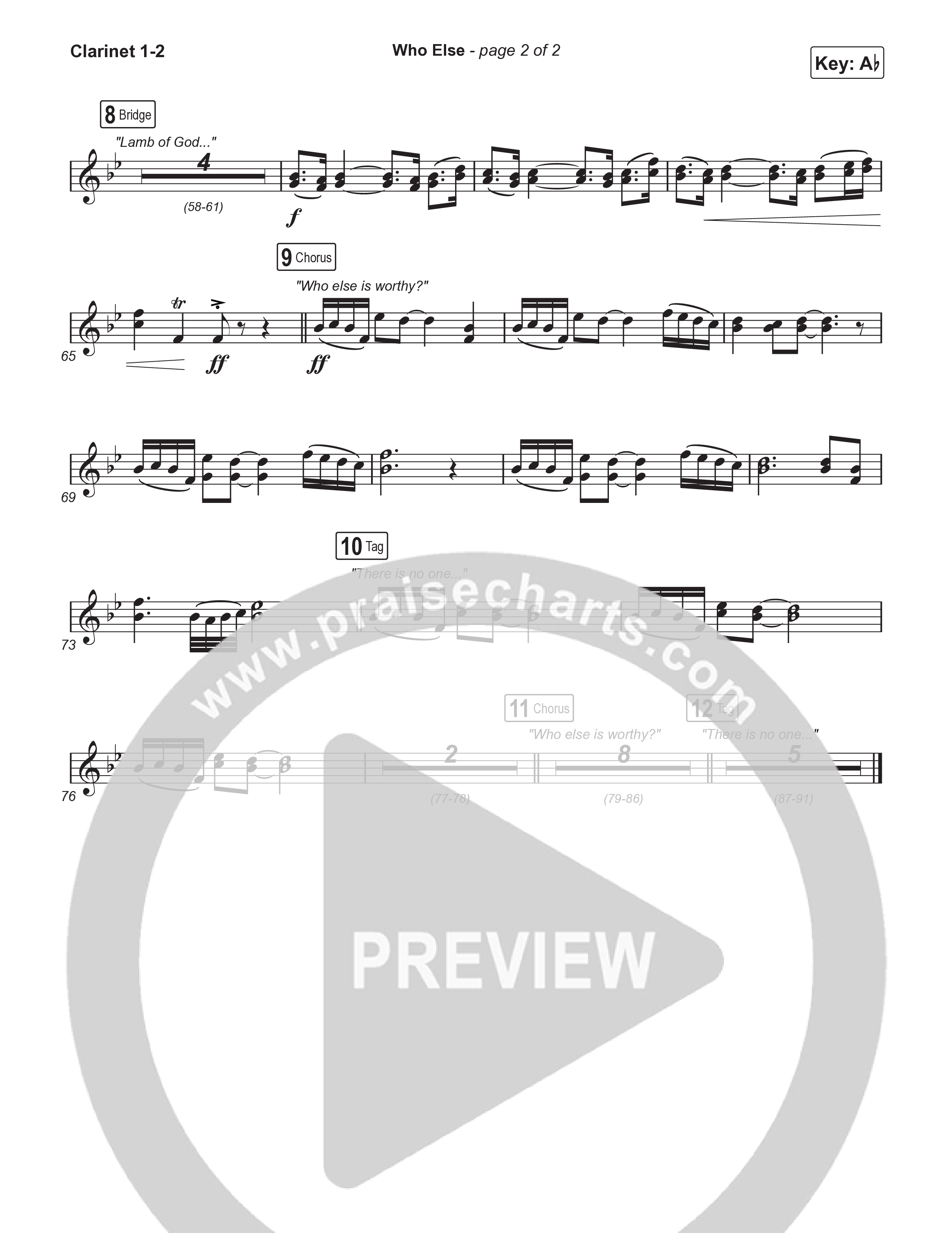 Who Else (Choral Anthem SATB) Clarinet 1,2 (Gateway Worship / Abbie Gamboa / Arr. Luke Gambill)