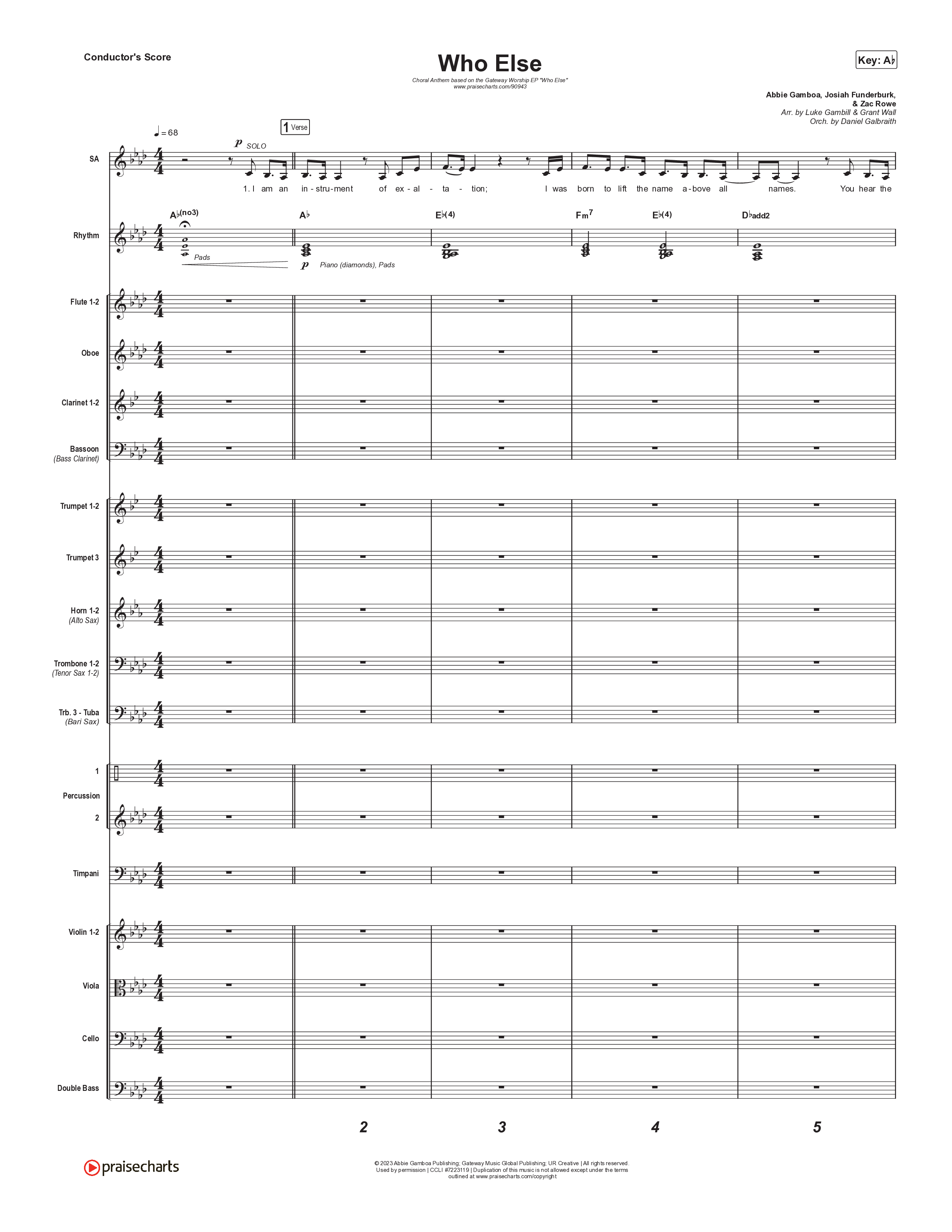Who Else (Choral Anthem SATB) Conductor's Score (Gateway Worship / Abbie Gamboa / Arr. Luke Gambill)