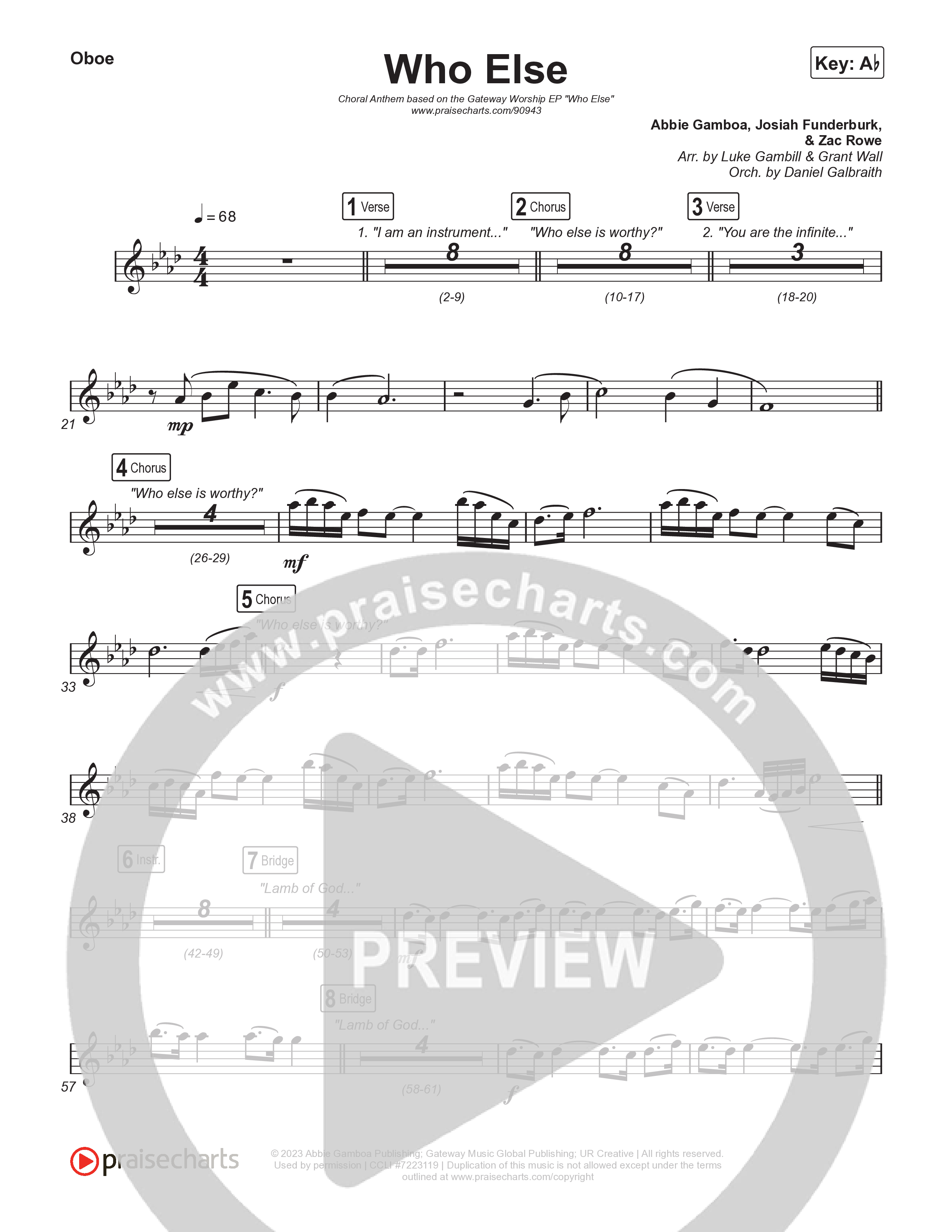 Who Else (Choral Anthem SATB) Wind Pack (Gateway Worship / Abbie Gamboa / Arr. Luke Gambill)