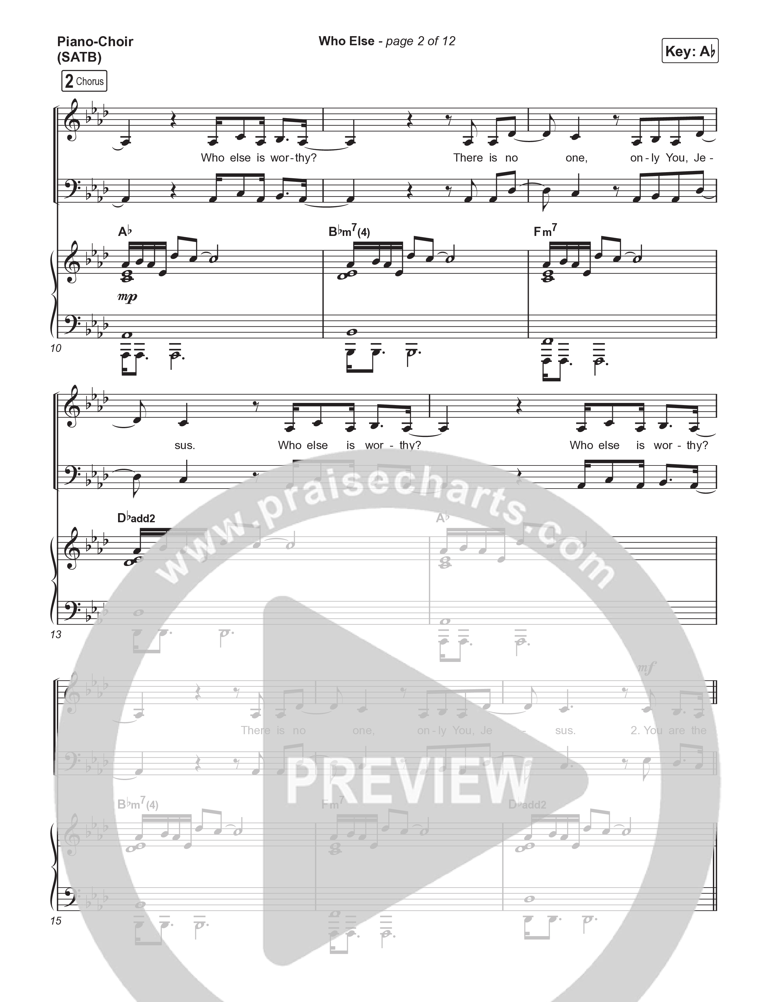 Who Else (Choral Anthem SATB) Piano/Vocal (SATB) (Gateway Worship / Abbie Gamboa / Arr. Luke Gambill)