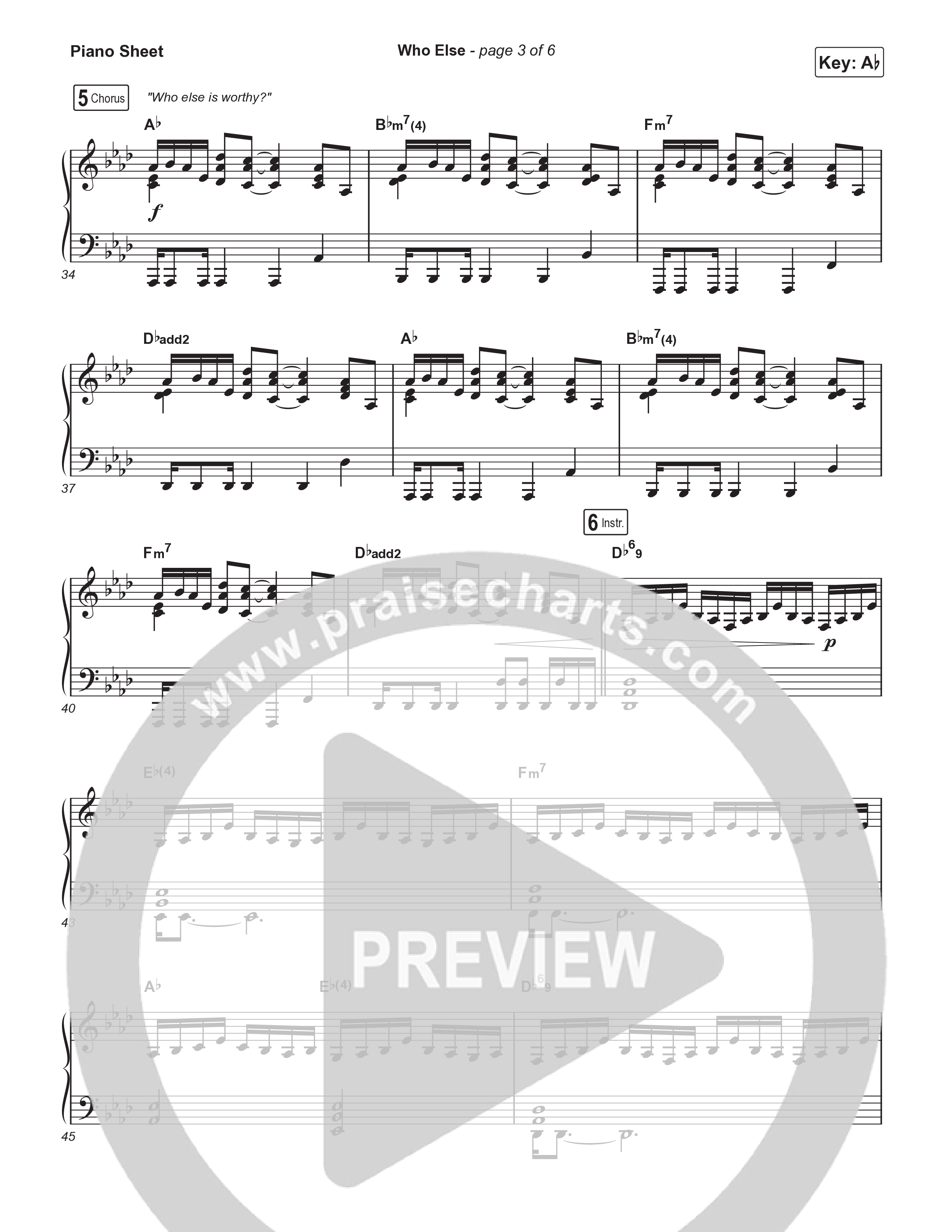Who Else (Choral Anthem SATB) Piano Sheet (Gateway Worship / Abbie Gamboa / Arr. Luke Gambill)