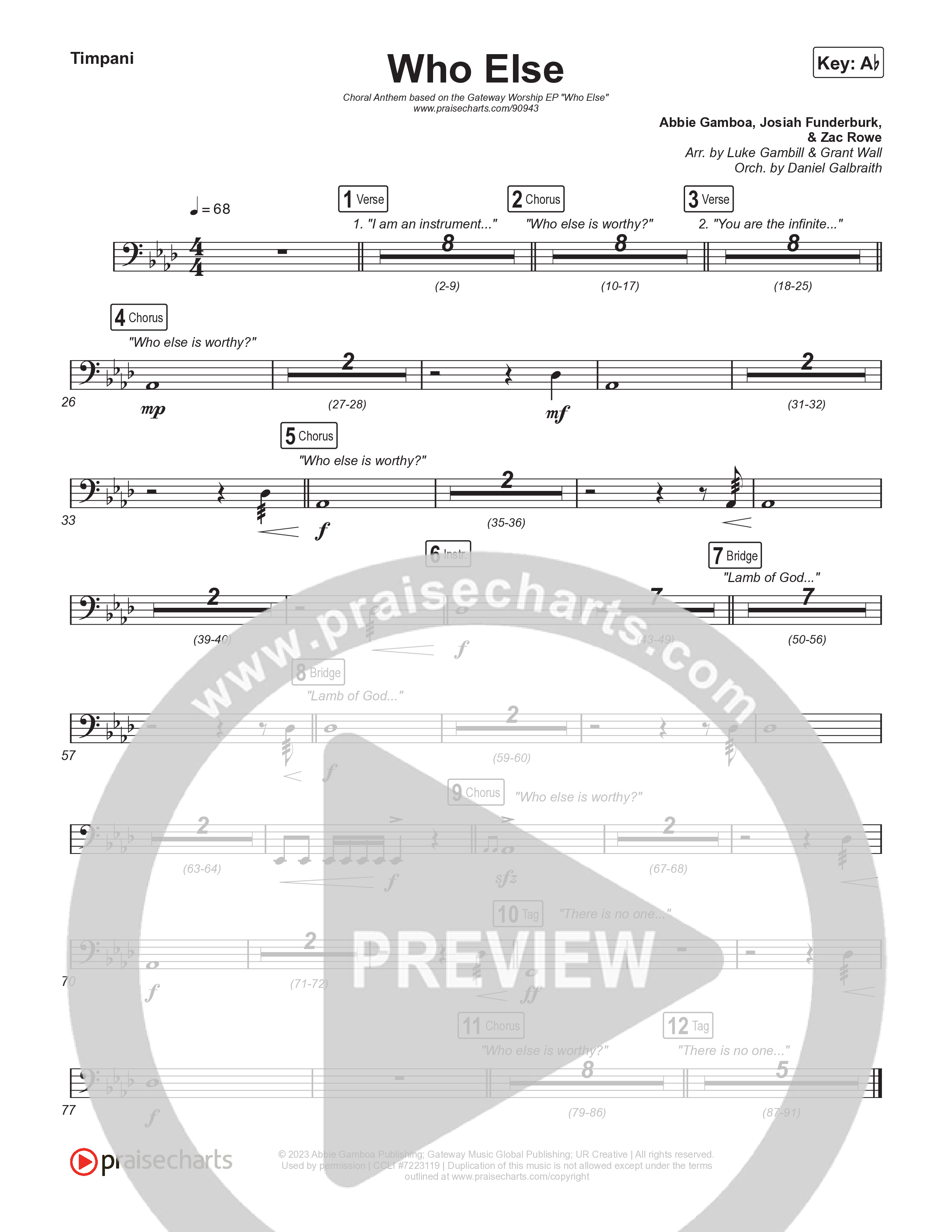 Who Else (Choral Anthem SATB) Timpani (Gateway Worship / Abbie Gamboa / Arr. Luke Gambill)