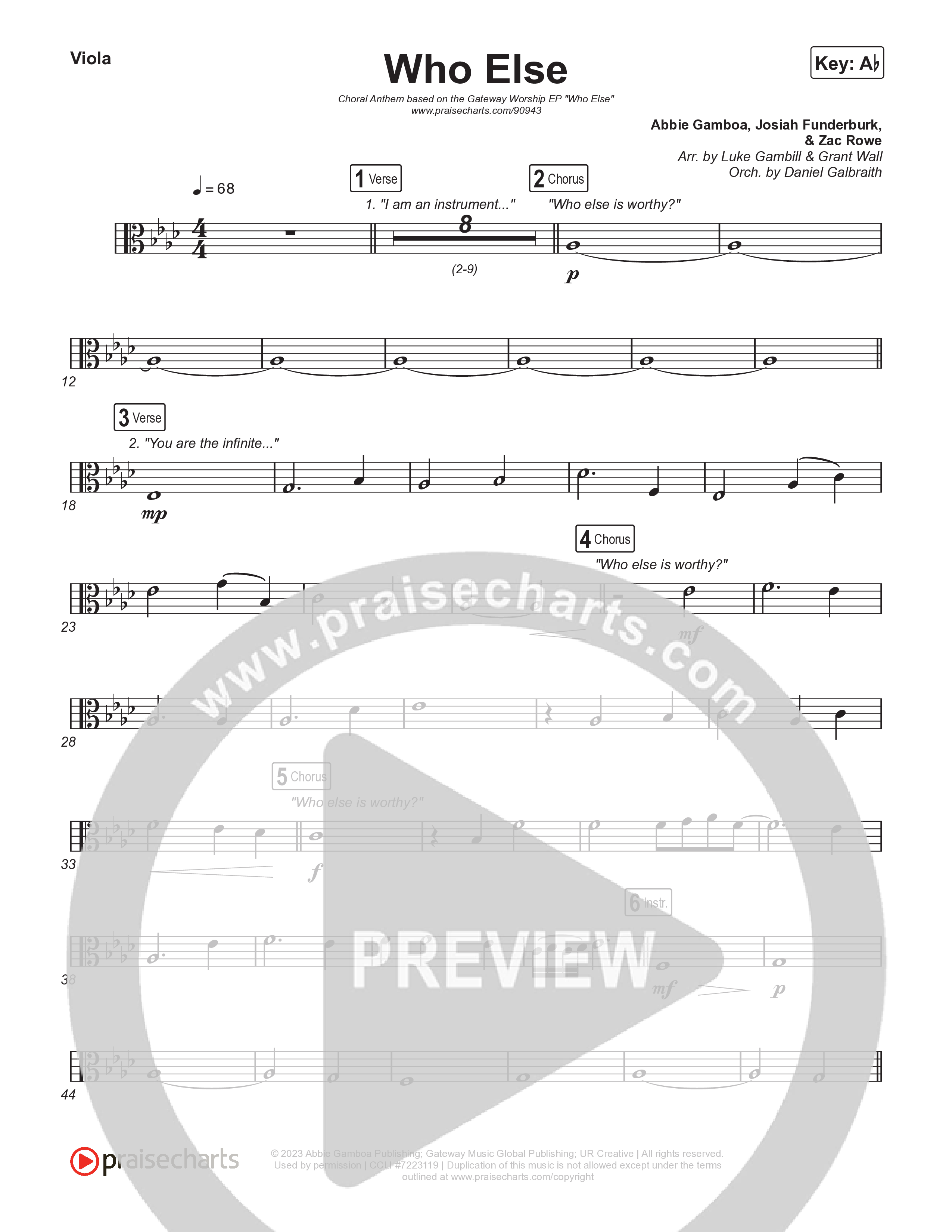Who Else (Choral Anthem SATB) Viola (Gateway Worship / Abbie Gamboa / Arr. Luke Gambill)