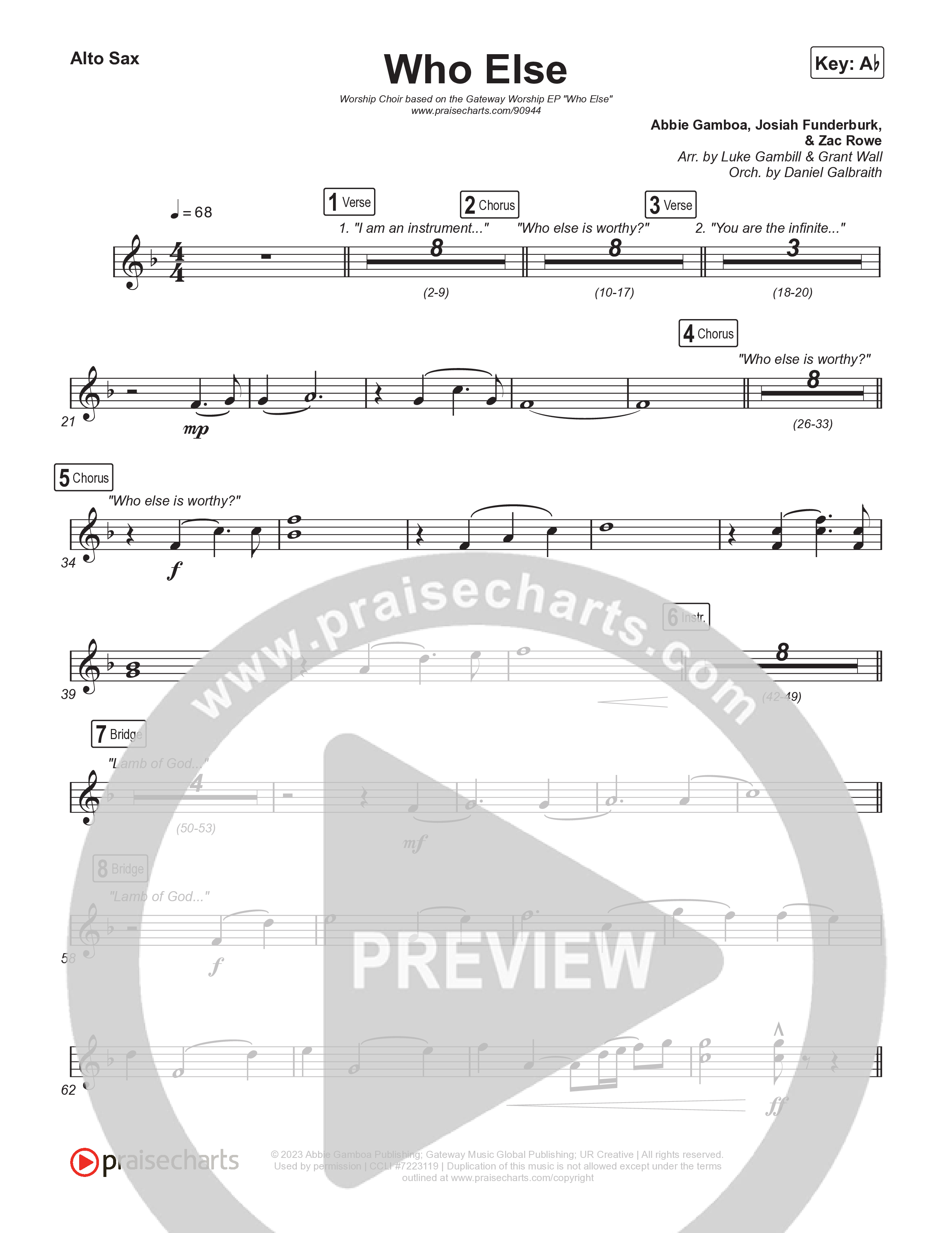 Who Else (Worship Choir/SAB) Sax Pack (Gateway Worship / Abbie Gamboa / Arr. Luke Gambill)