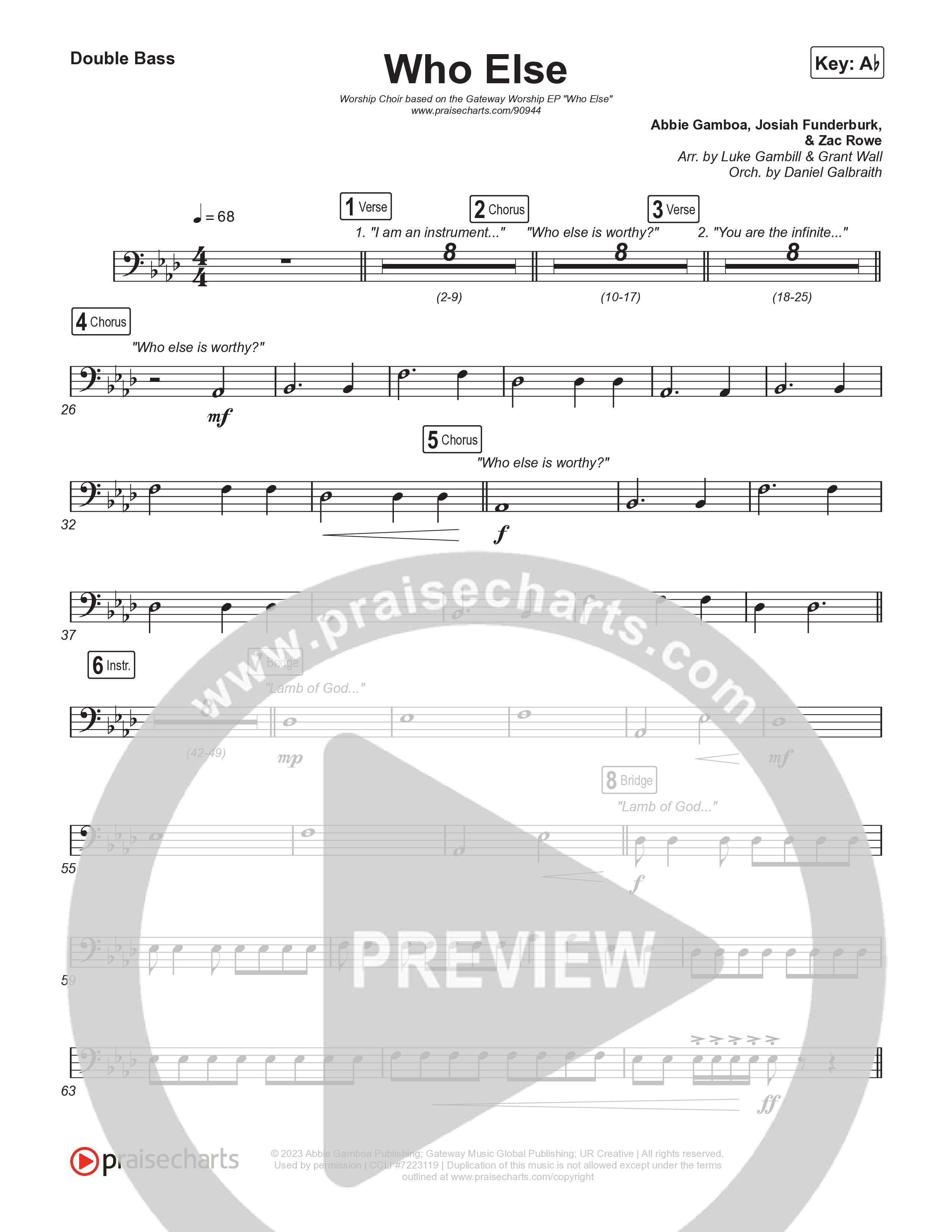 Who Else (Worship Choir/SAB) Double Bass (Gateway Worship / Abbie Gamboa / Arr. Luke Gambill)