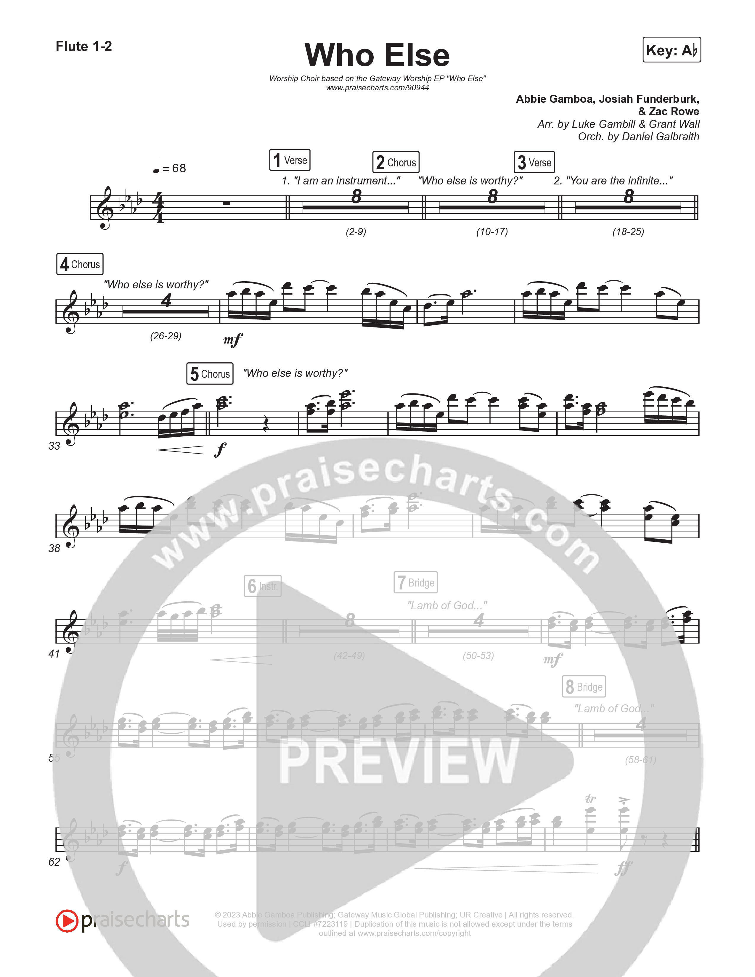 Who Else (Worship Choir/SAB) Flute 1/2 (Gateway Worship / Abbie Gamboa / Arr. Luke Gambill)