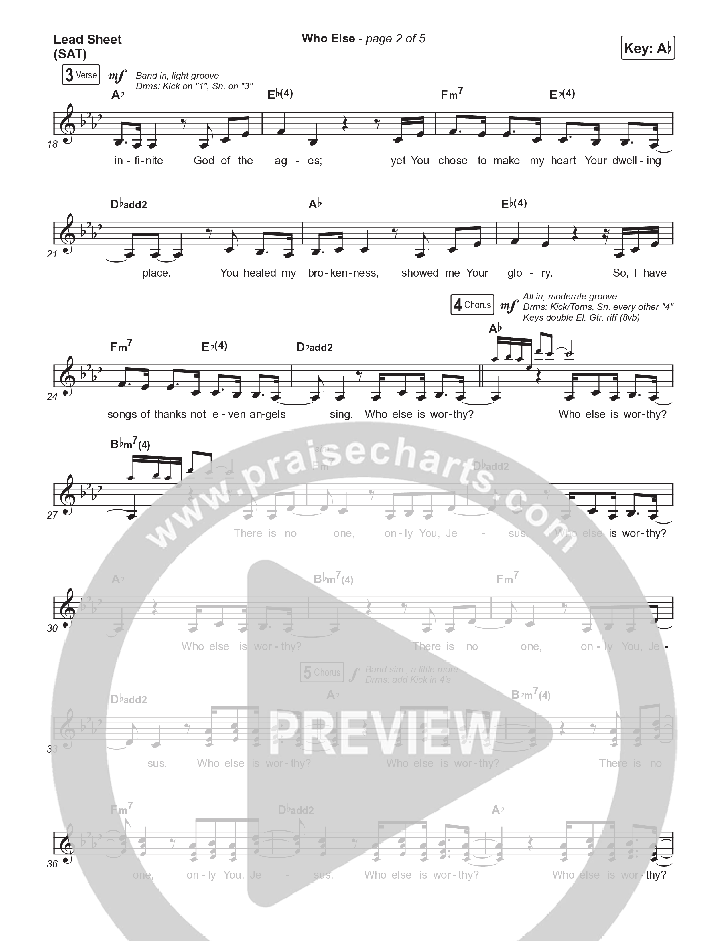 Who Else (Worship Choir/SAB) Lead Sheet (SAT) (Gateway Worship / Abbie Gamboa / Arr. Luke Gambill)