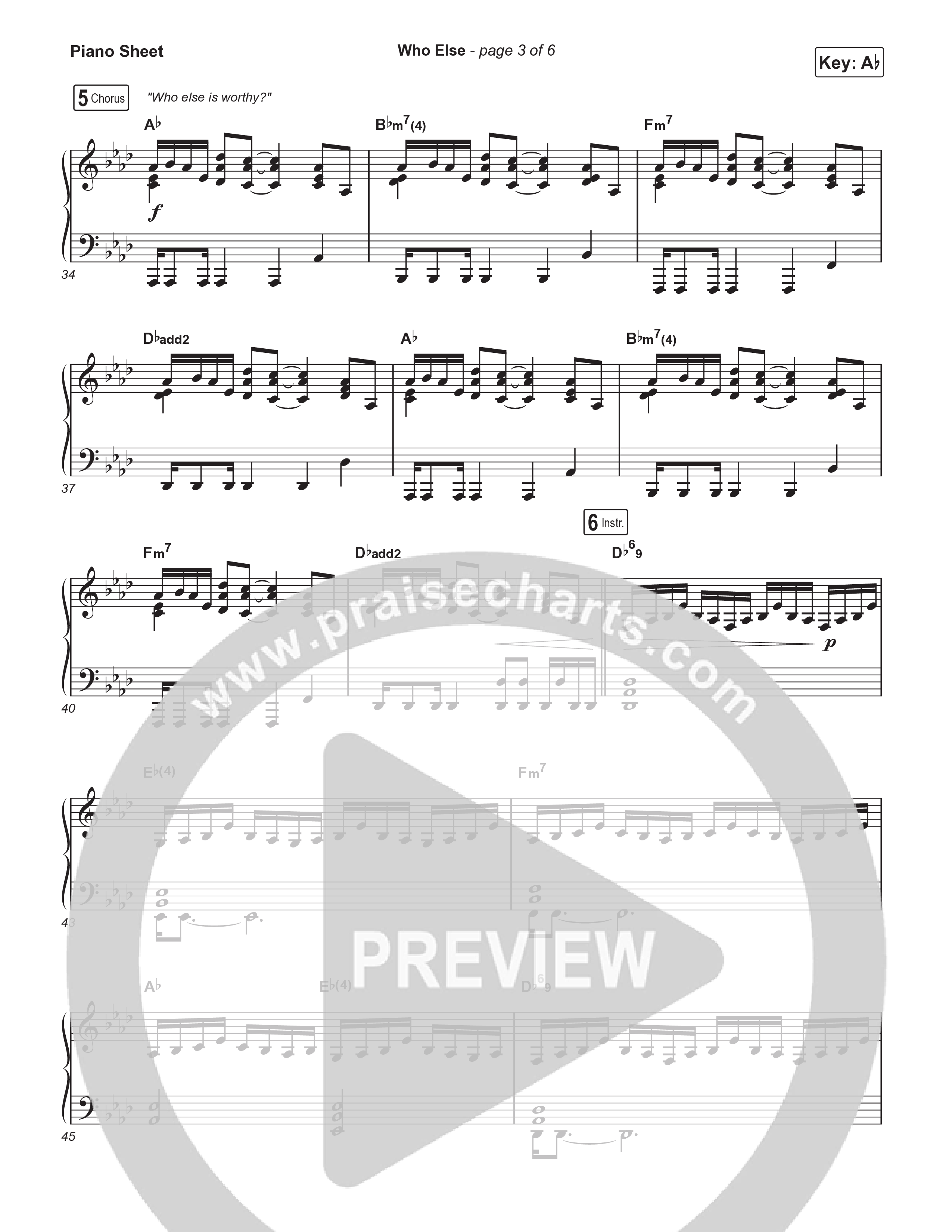 Who Else (Worship Choir/SAB) Piano Sheet (Gateway Worship / Abbie Gamboa / Arr. Luke Gambill)
