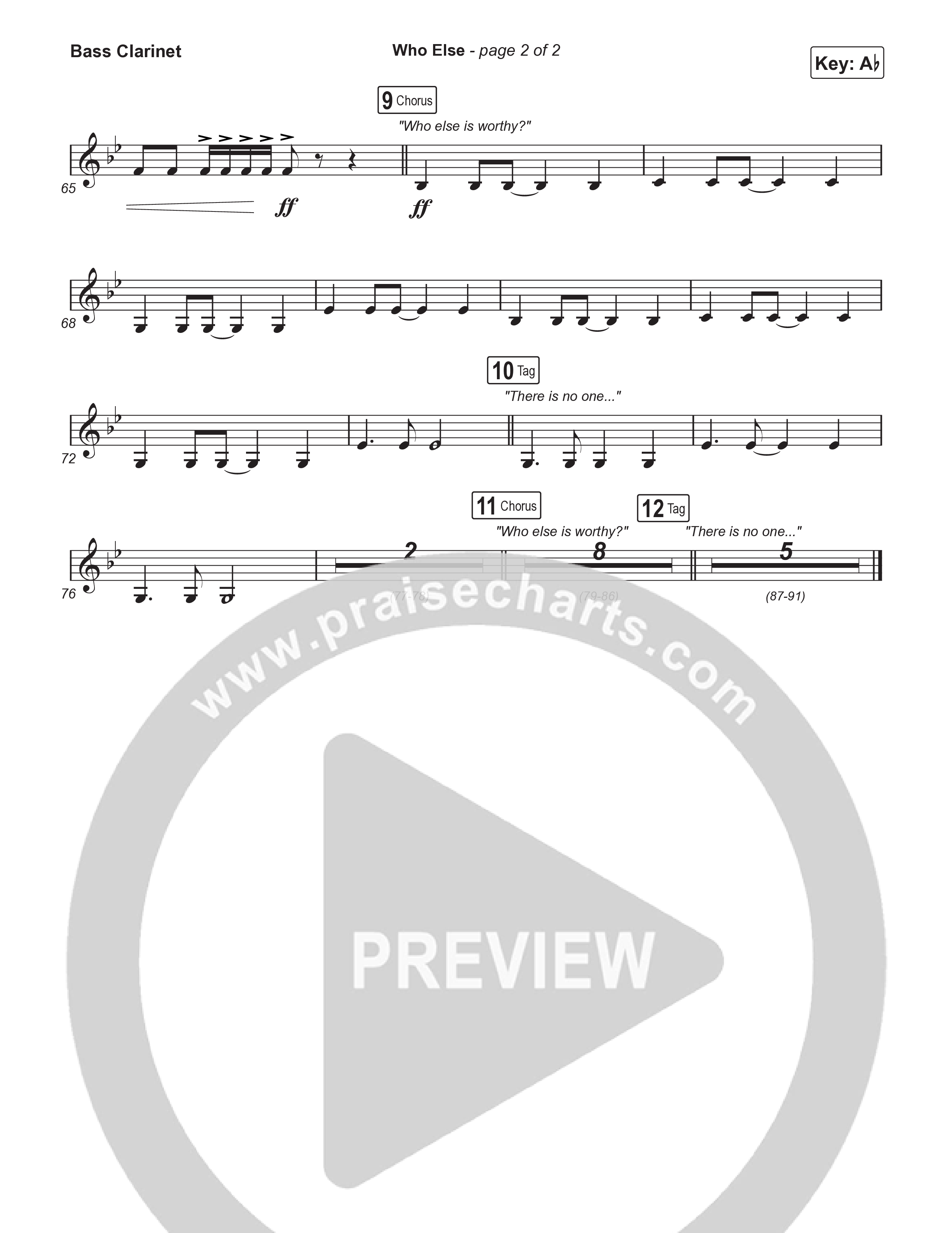 Who Else (Unison/2-Part) Bass Clarinet (Gateway Worship / Abbie Gamboa / Arr. Luke Gambill)