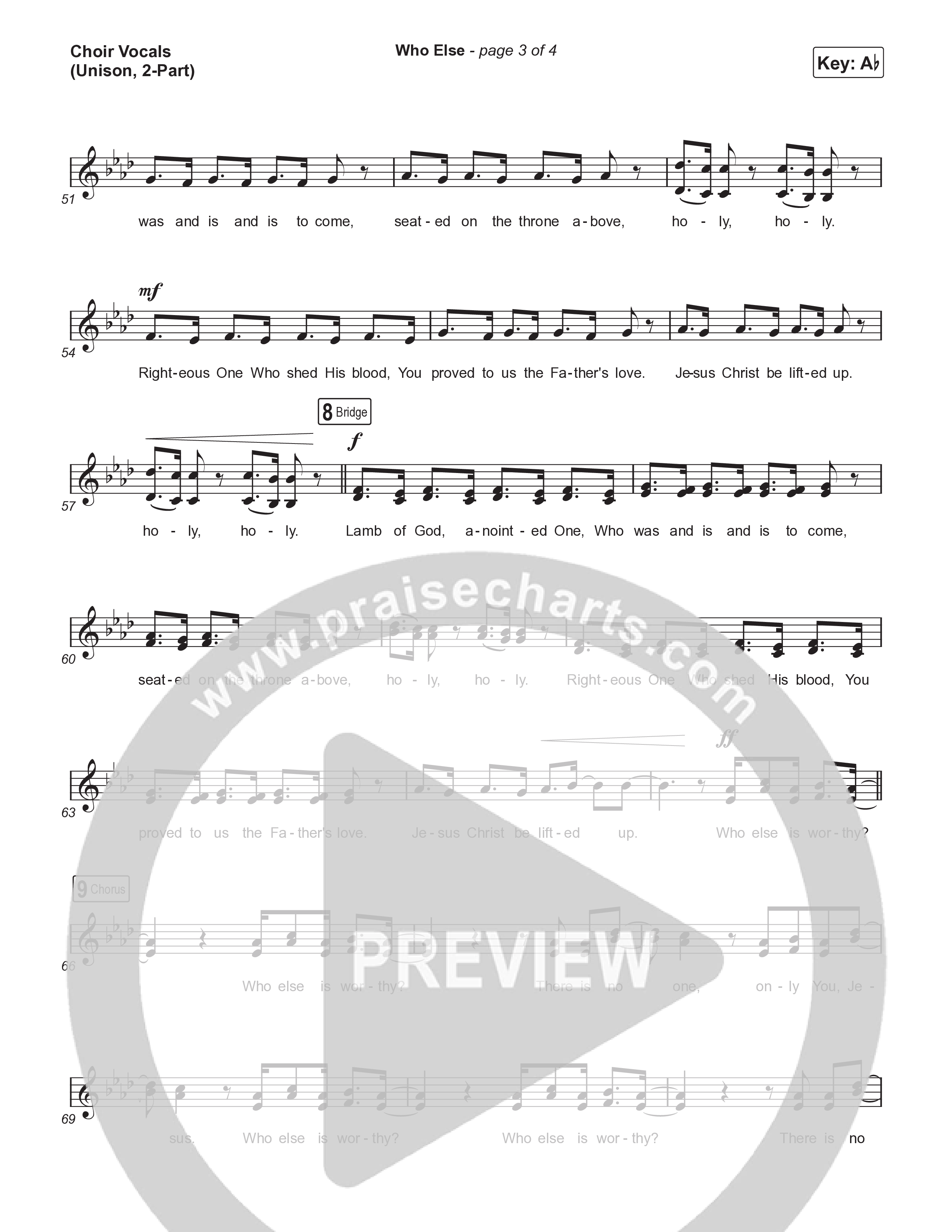 Who Else (Unison/2-Part) Choir Vocals (Uni/2-Part) (Gateway Worship / Abbie Gamboa / Arr. Luke Gambill)