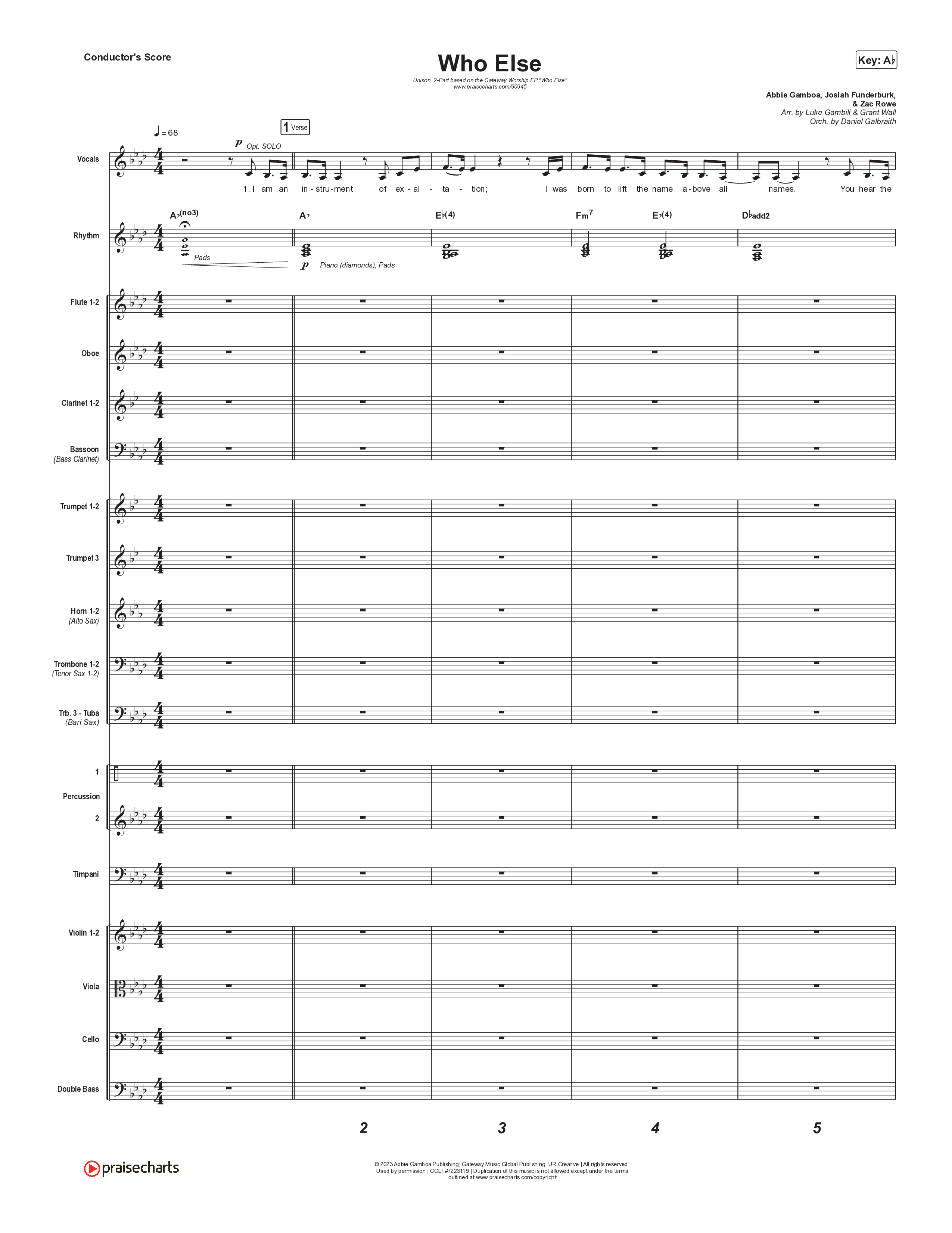 Who Else (Unison/2-Part) Orchestration (Gateway Worship / Abbie Gamboa / Arr. Luke Gambill)