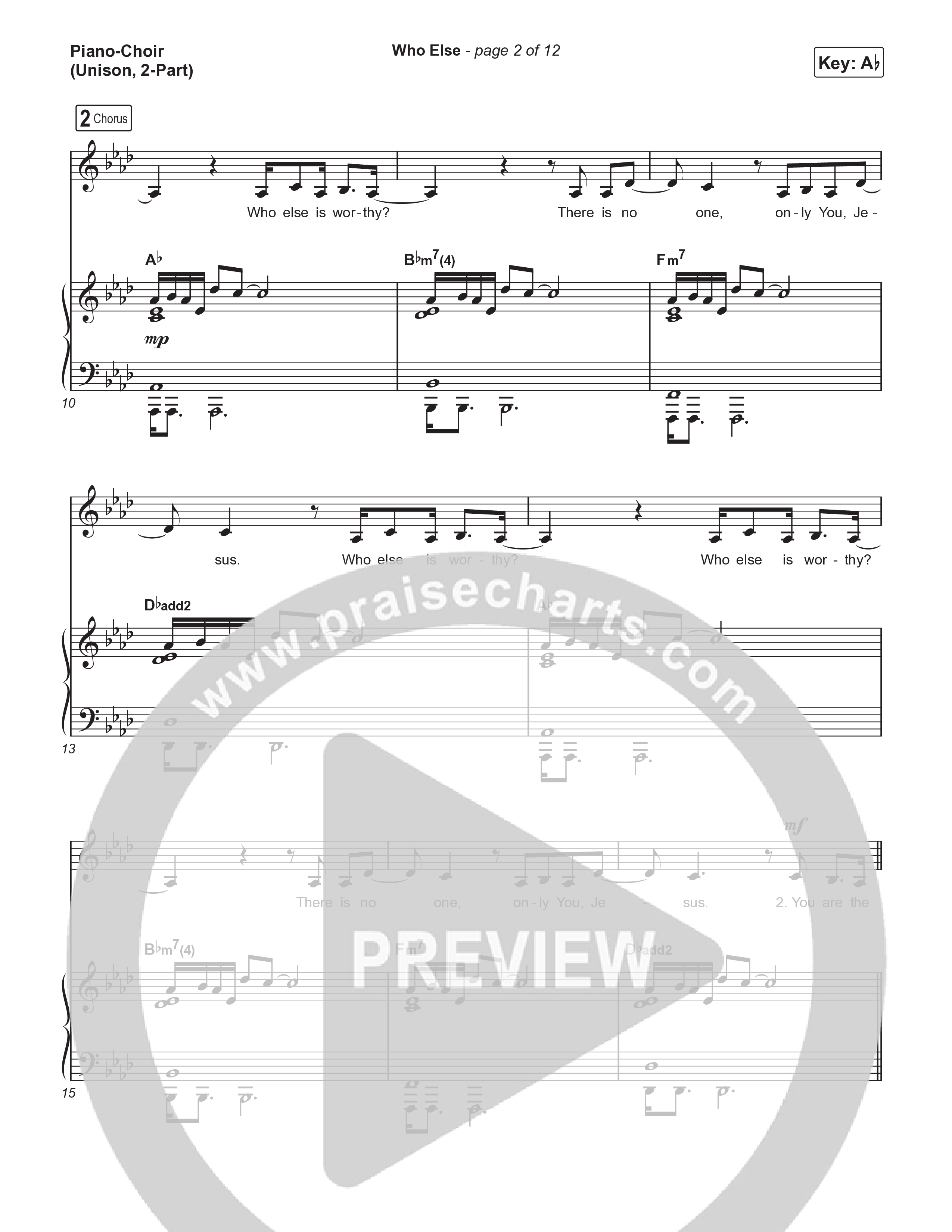 Who Else (Unison/2-Part) Piano/Choir (Uni/2-Part) (Gateway Worship / Abbie Gamboa / Arr. Luke Gambill)