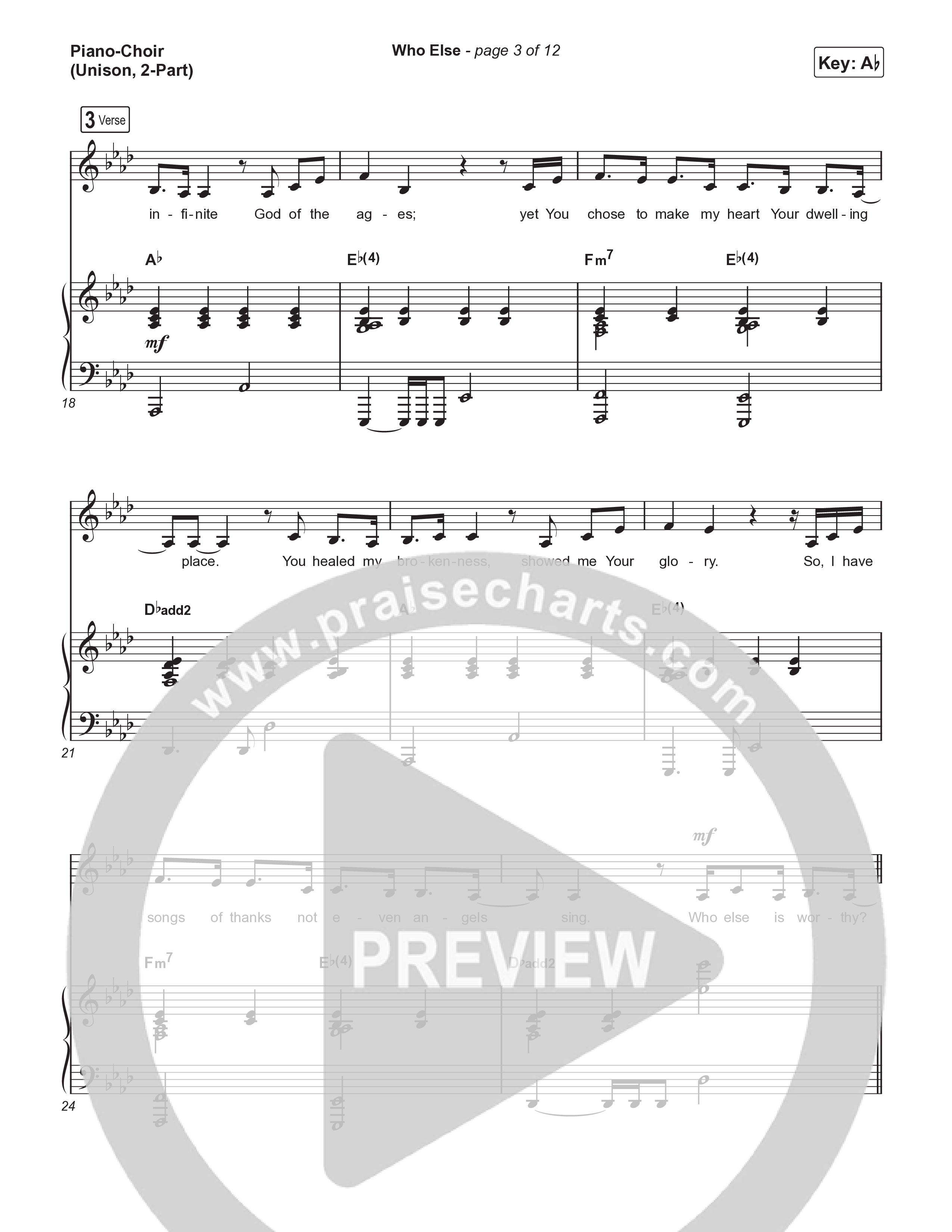 Who Else (Unison/2-Part) Piano/Choir (Uni/2-Part) (Gateway Worship / Abbie Gamboa / Arr. Luke Gambill)