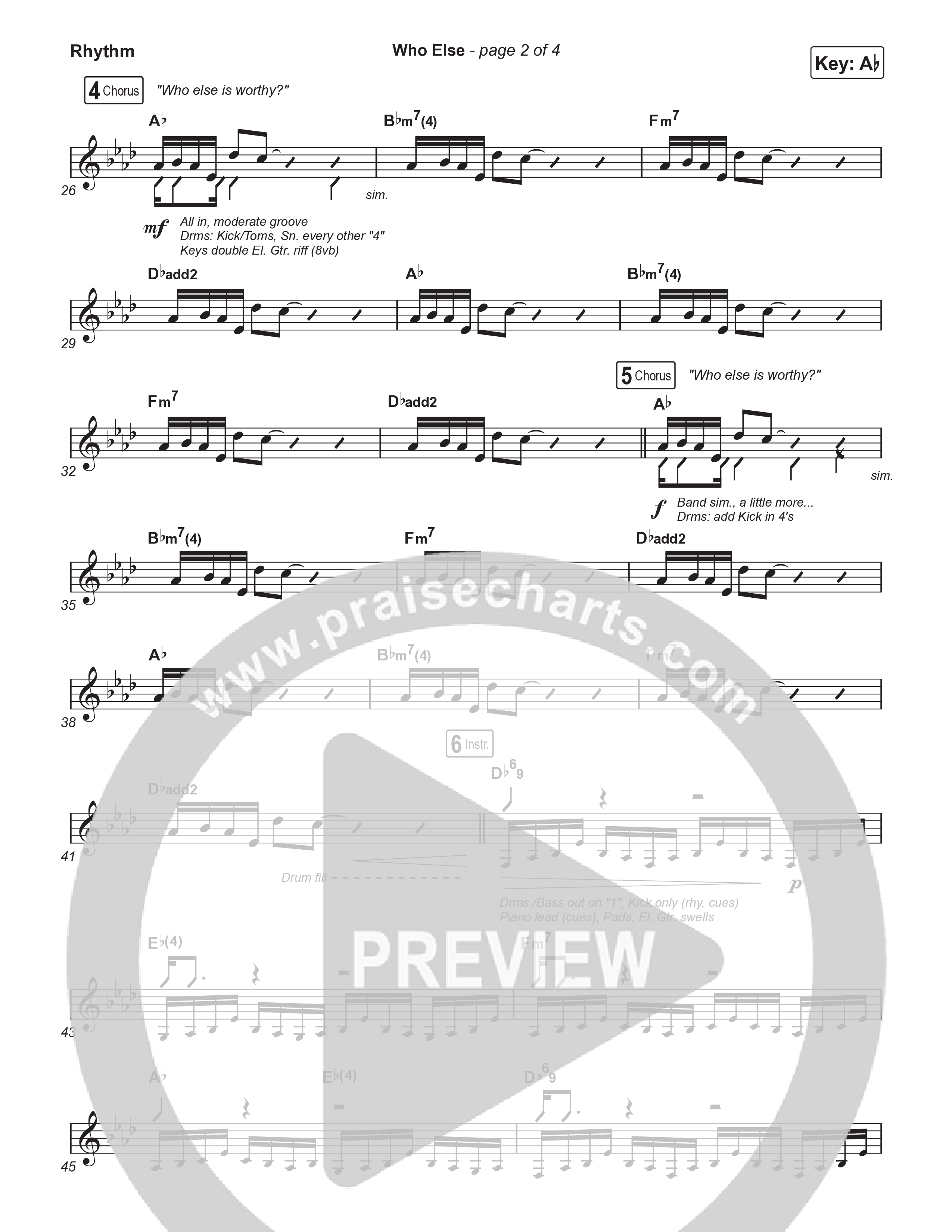 Who Else (Unison/2-Part) Rhythm Chart (Gateway Worship / Abbie Gamboa / Arr. Luke Gambill)