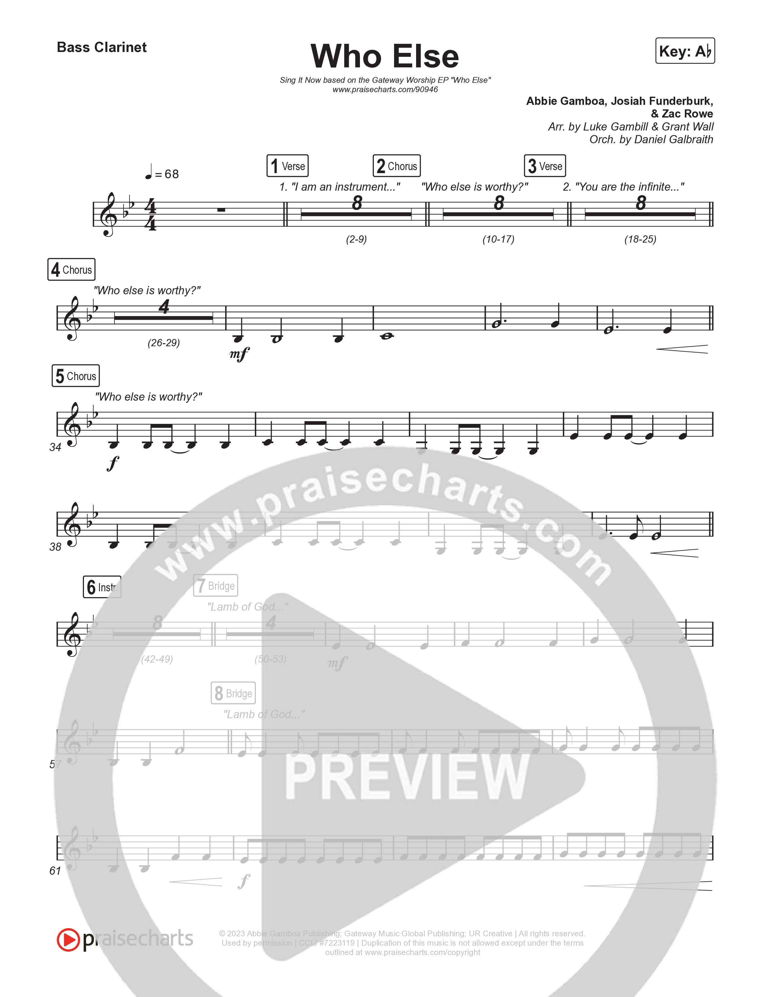 Who Else (Sing It Now) Bass Clarinet (Gateway Worship / Abbie Gamboa)