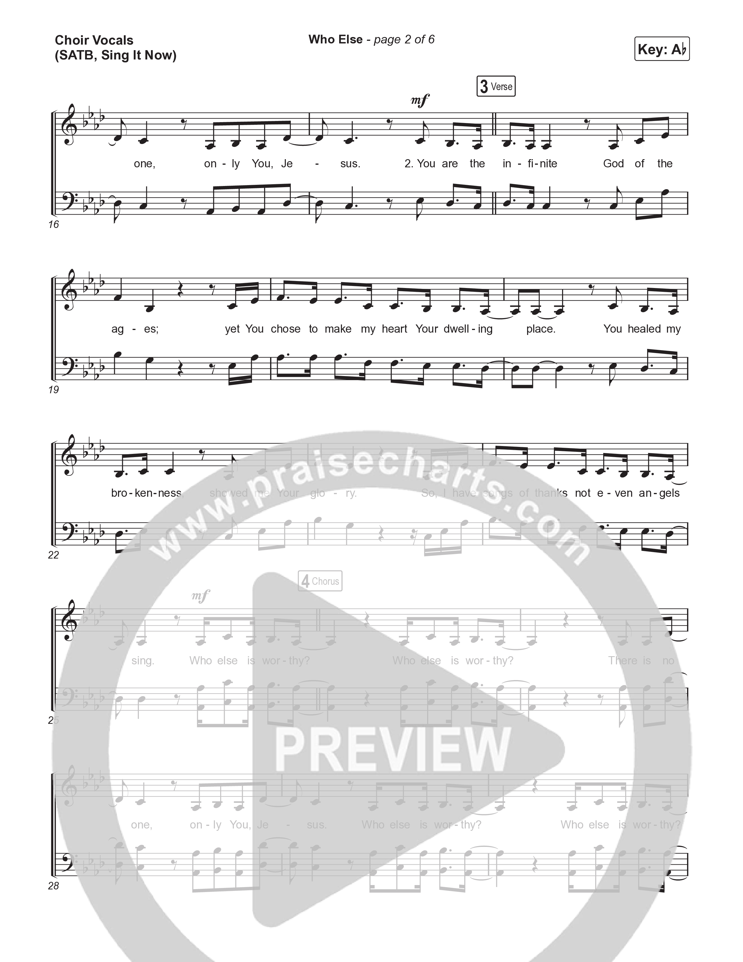 Who Else (Sing It Now) Choir Sheet (SATB) (Gateway Worship / Abbie Gamboa)